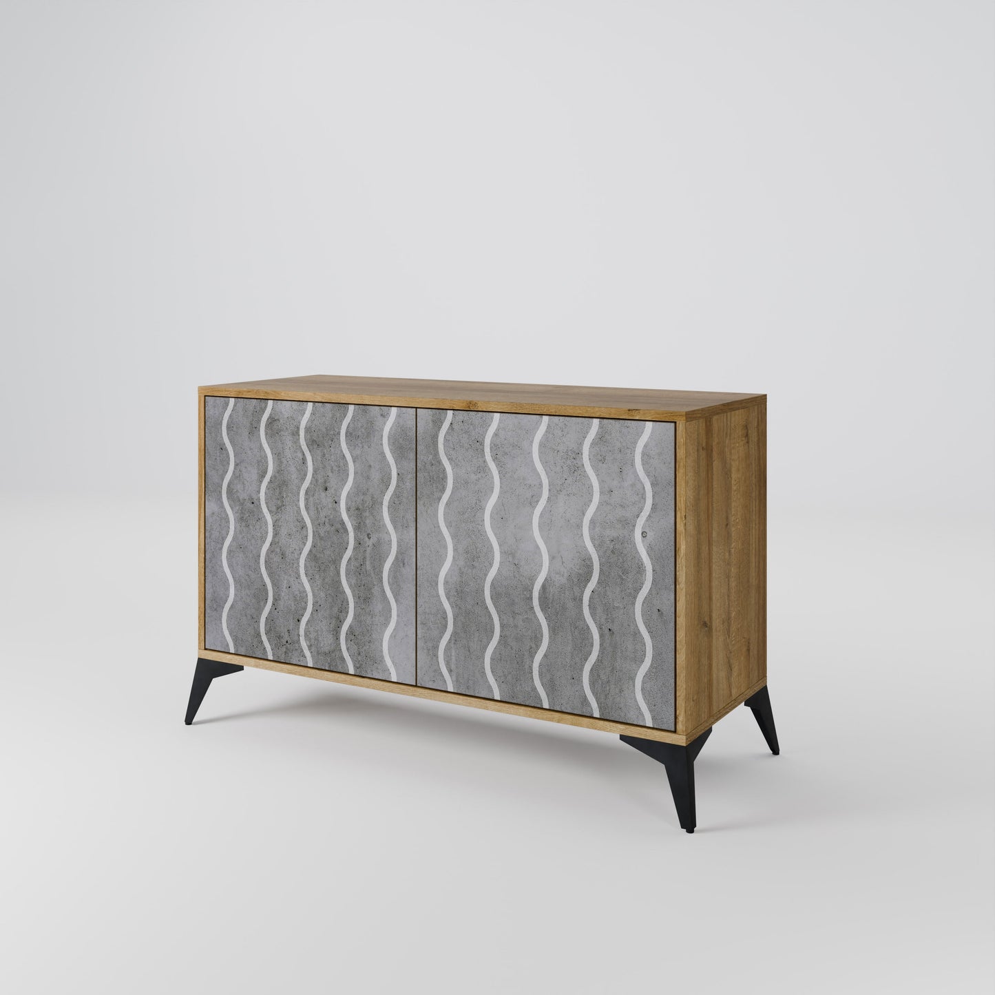 Credenza WAVES OF CONCRETE a 2 ante in effetto rovere
