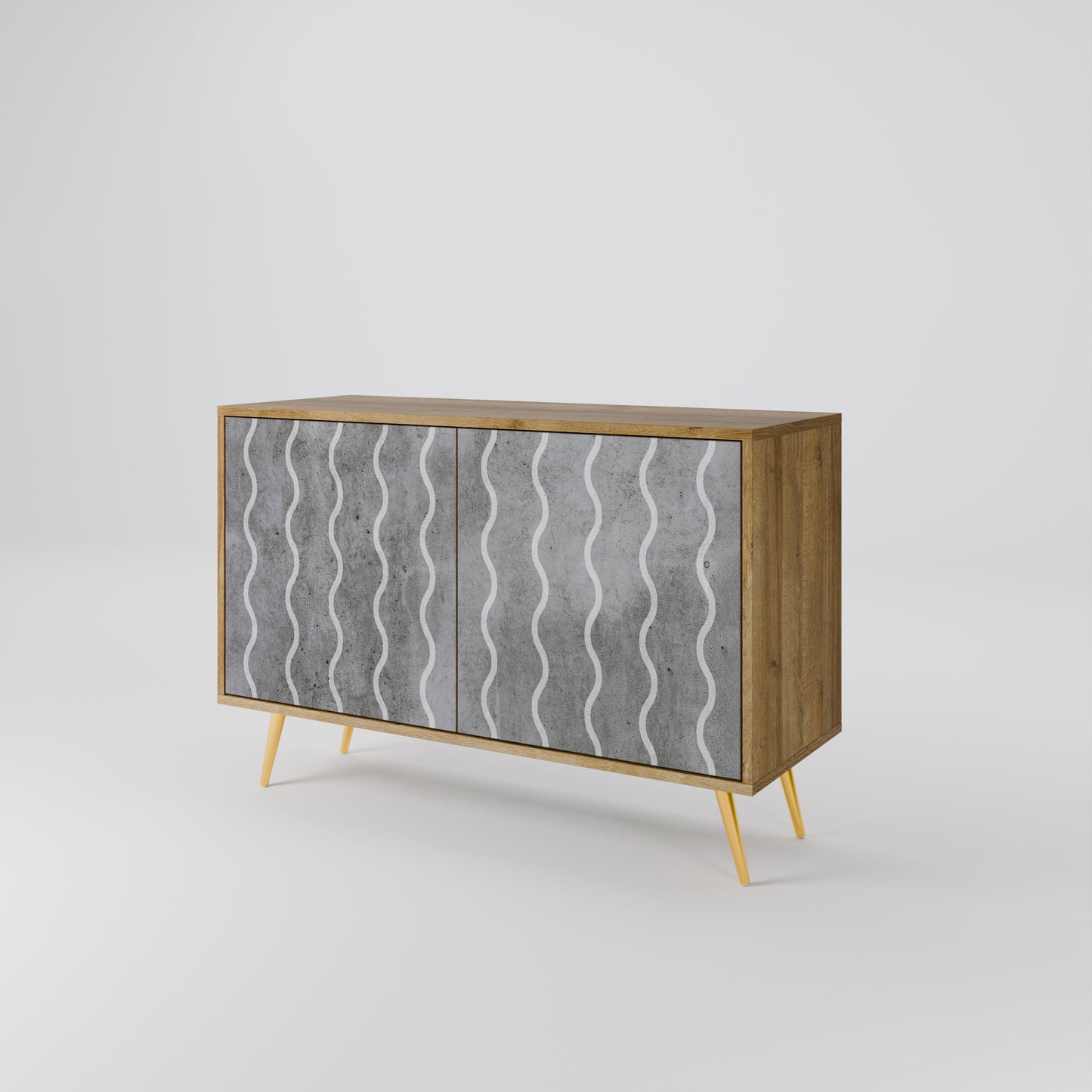 Credenza WAVES OF CONCRETE a 2 ante in effetto rovere