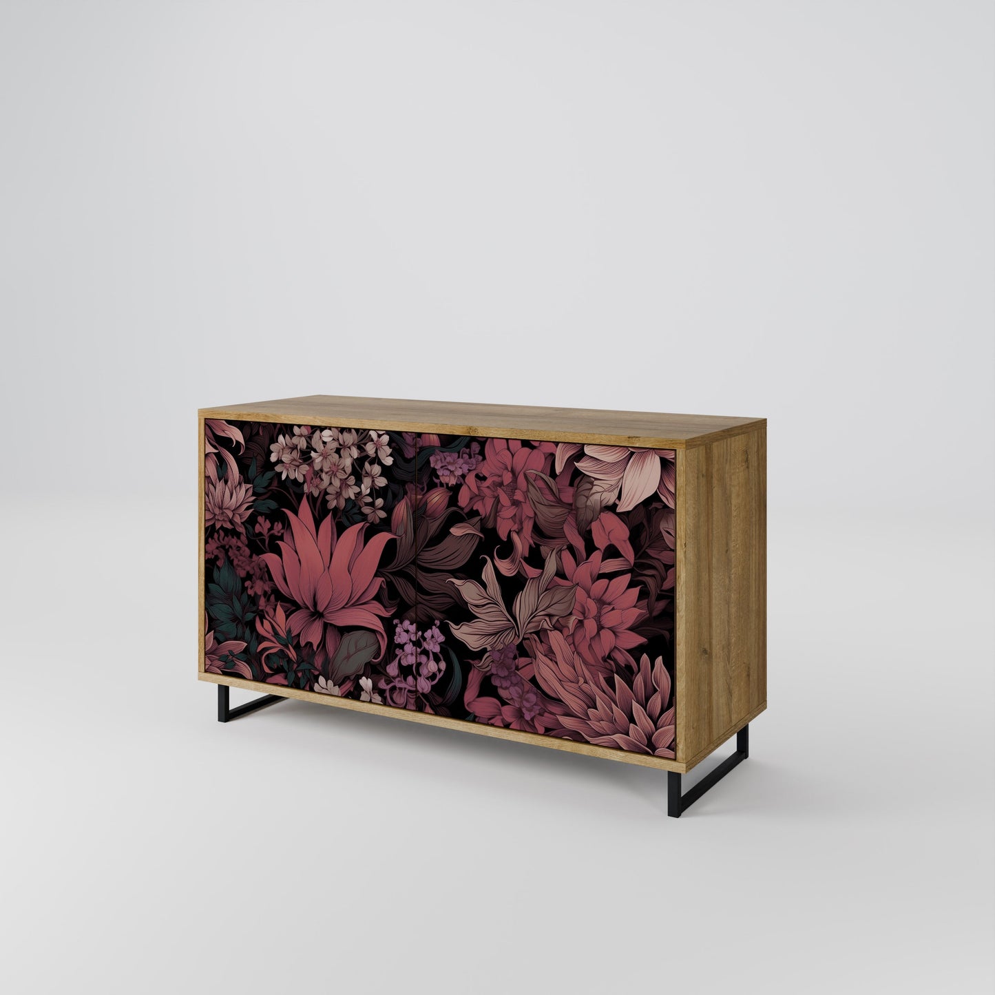 Credenza a 2 ante FLORAL WHISPER in effetto rovere