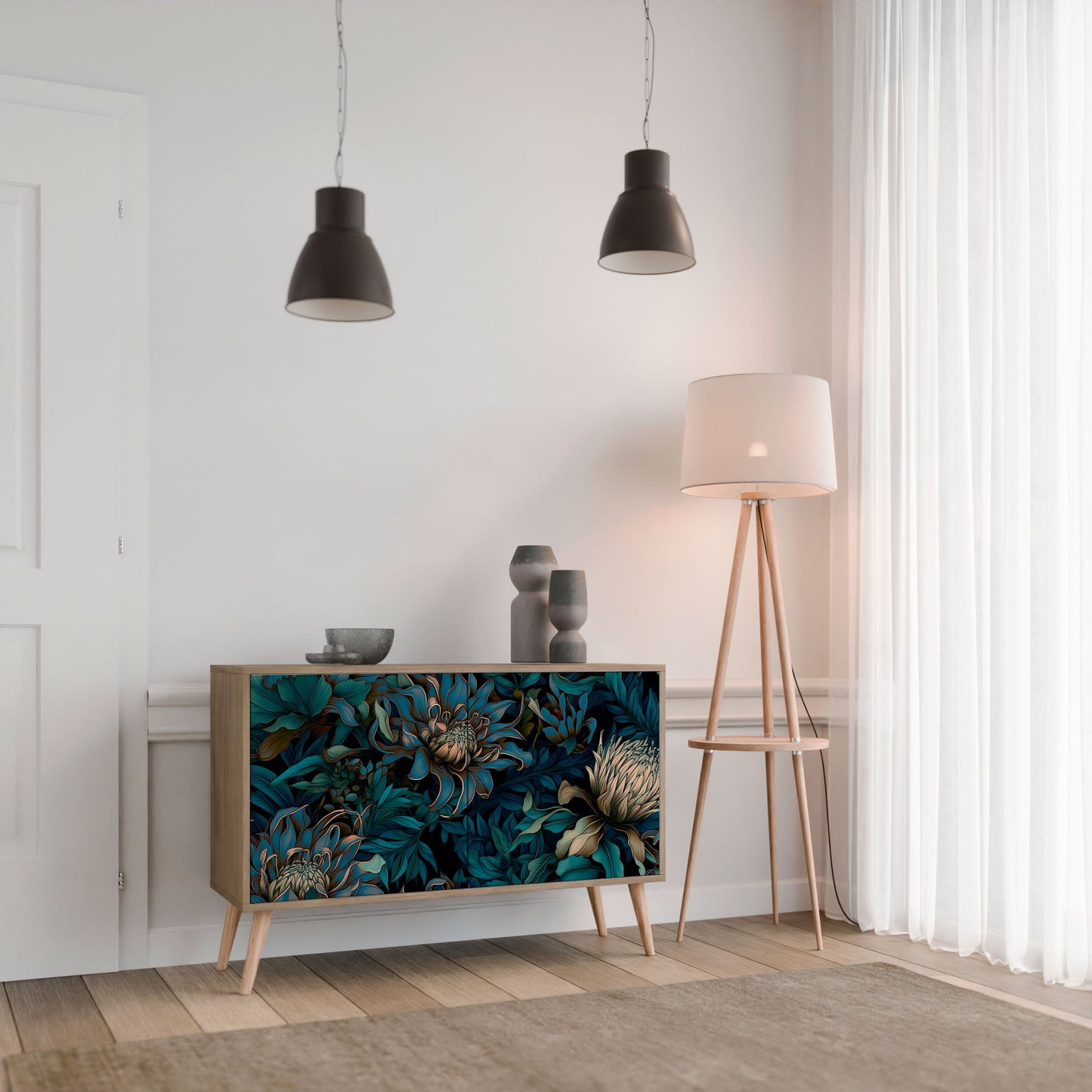 Credenza a 2 ante TWILIGHT BLOOM in effetto rovere