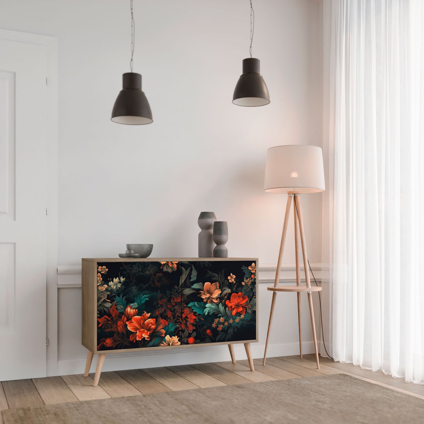 Credenza IMAGINARY BLOSSOM a 2 ante in effetto rovere
