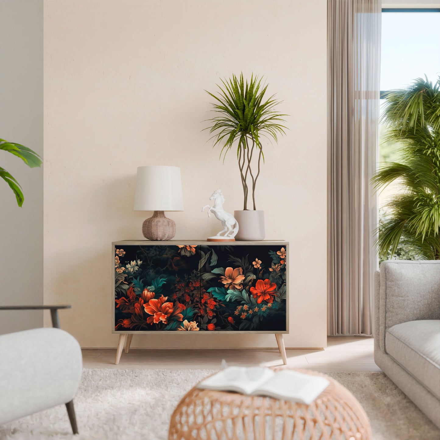 Credenza IMAGINARY BLOSSOM a 2 ante in effetto rovere