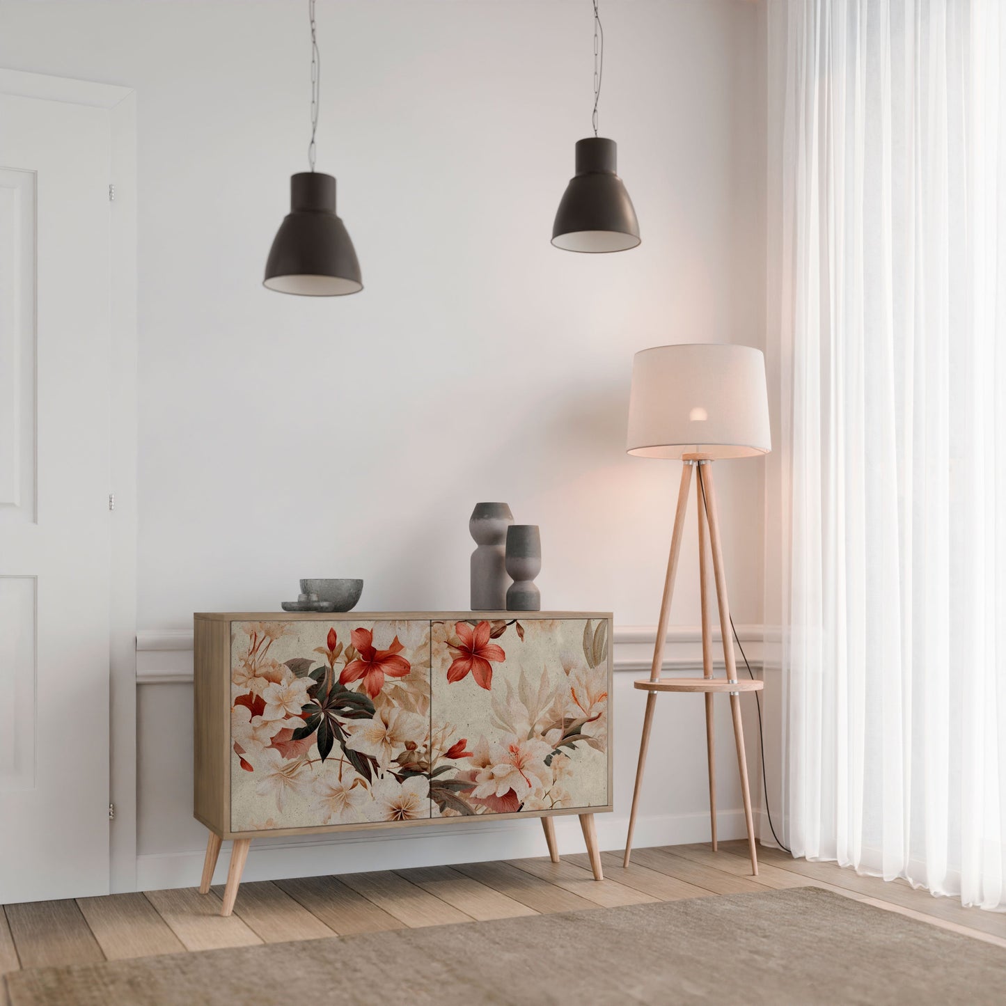 Credenza a 2 ante PETAL HARMONY in effetto rovere
