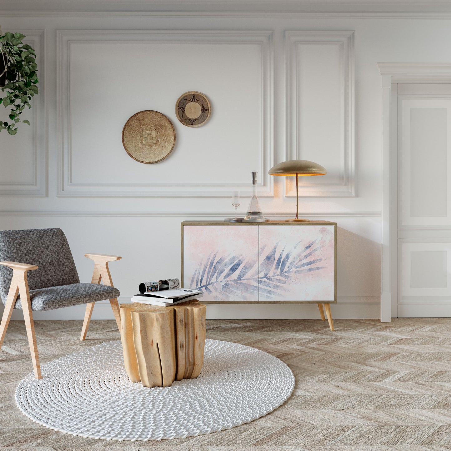 Credenza TIMELESS FLOAT a 2 ante effetto rovere