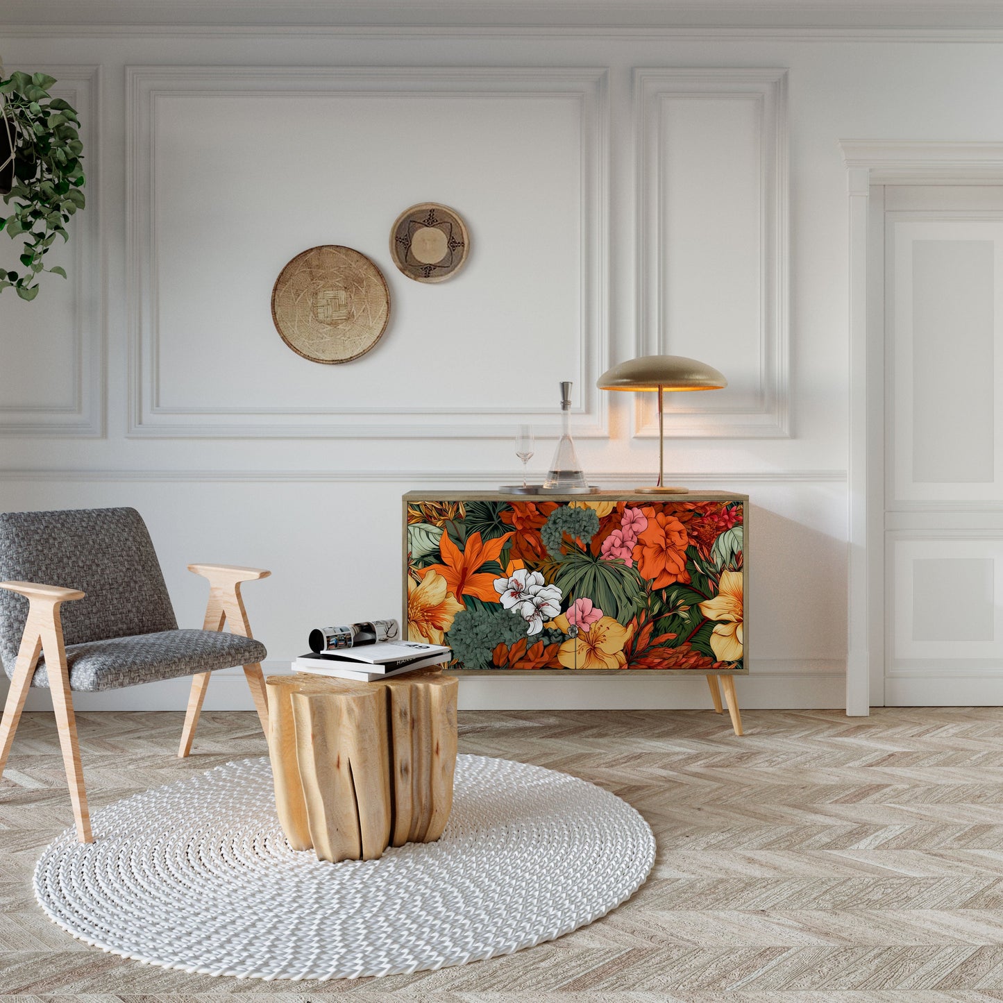 Credenza RADIANT FLORA a 2 ante effetto rovere