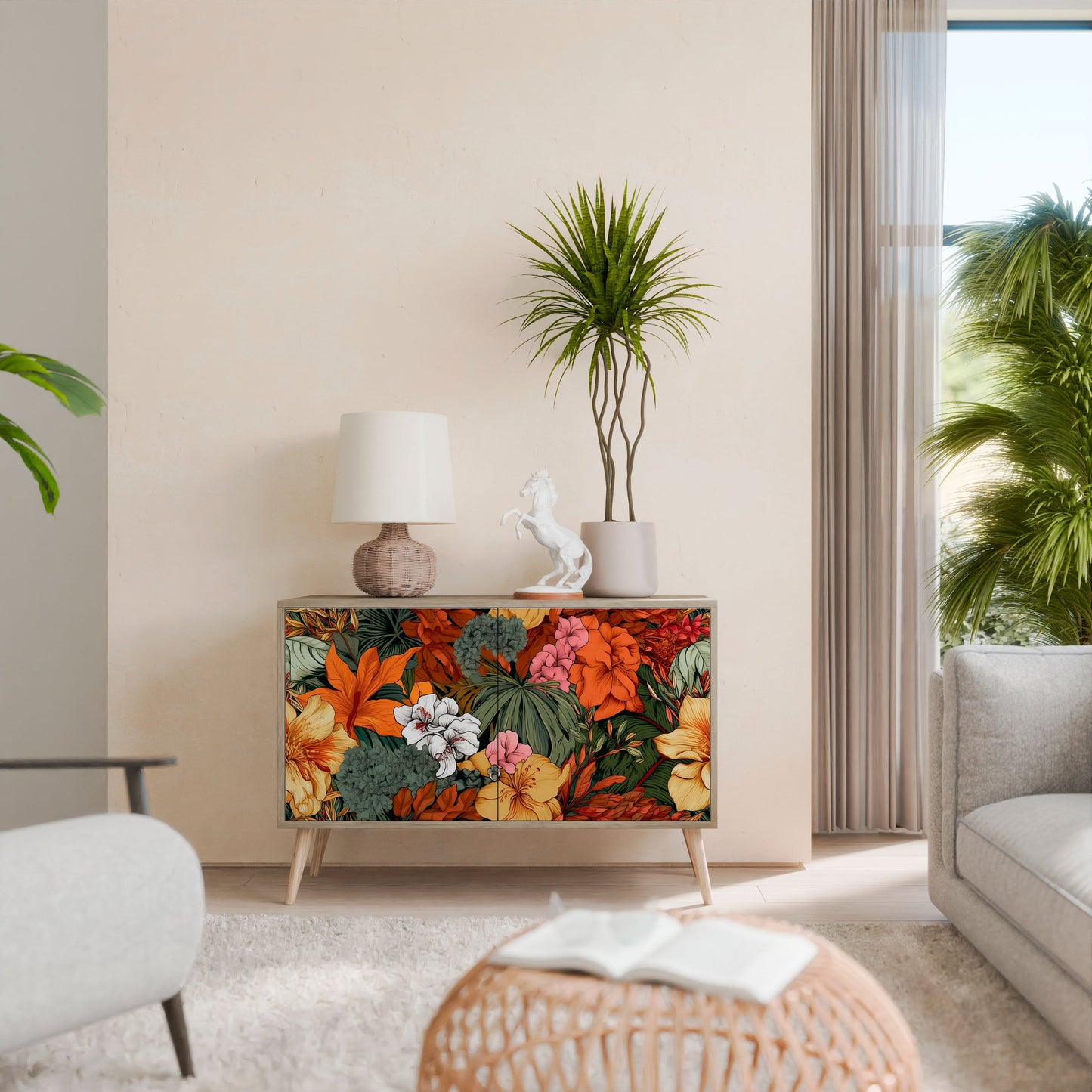 Credenza RADIANT FLORA a 2 ante effetto rovere