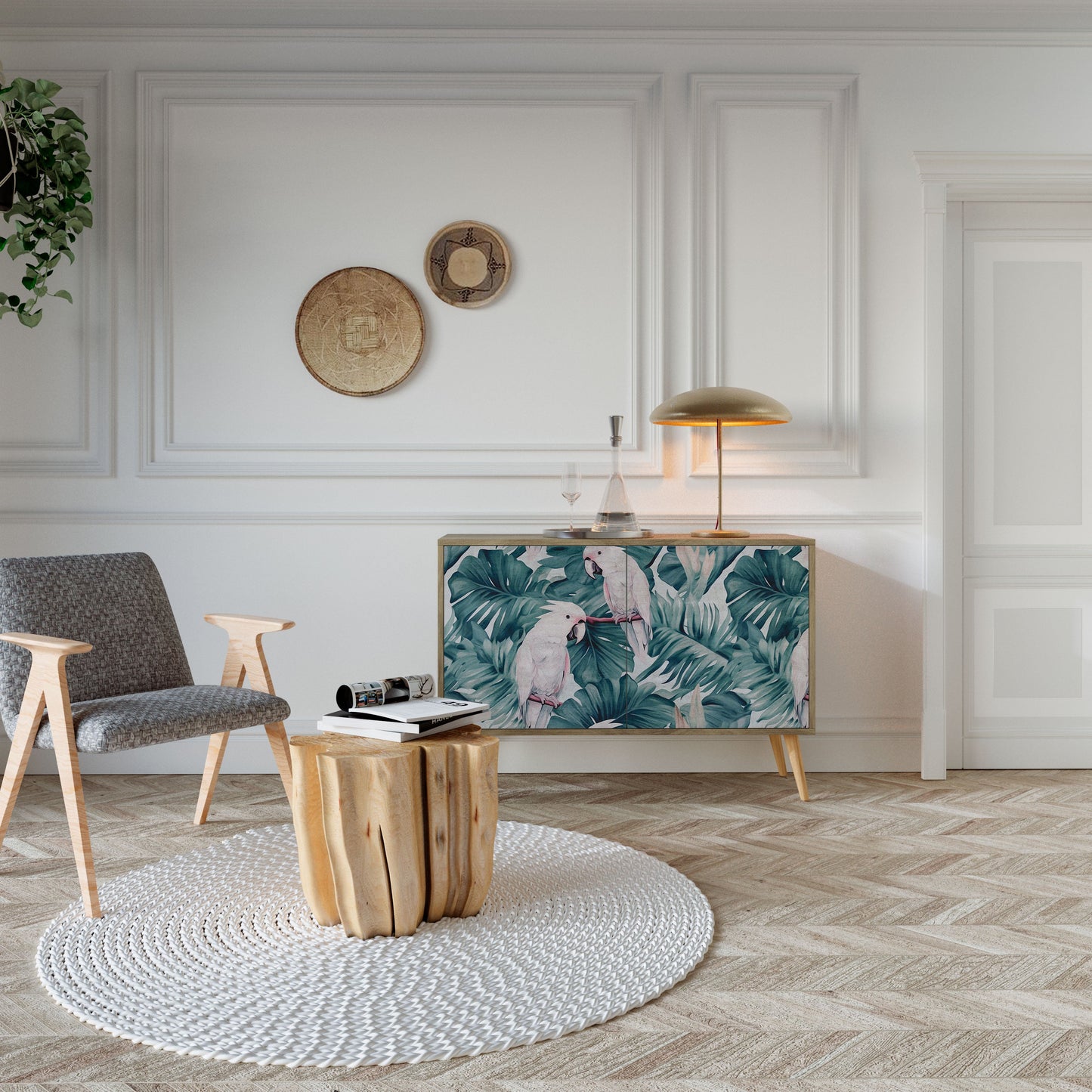 Credenza a 2 ante POPINJAY LOOK in effetto rovere
