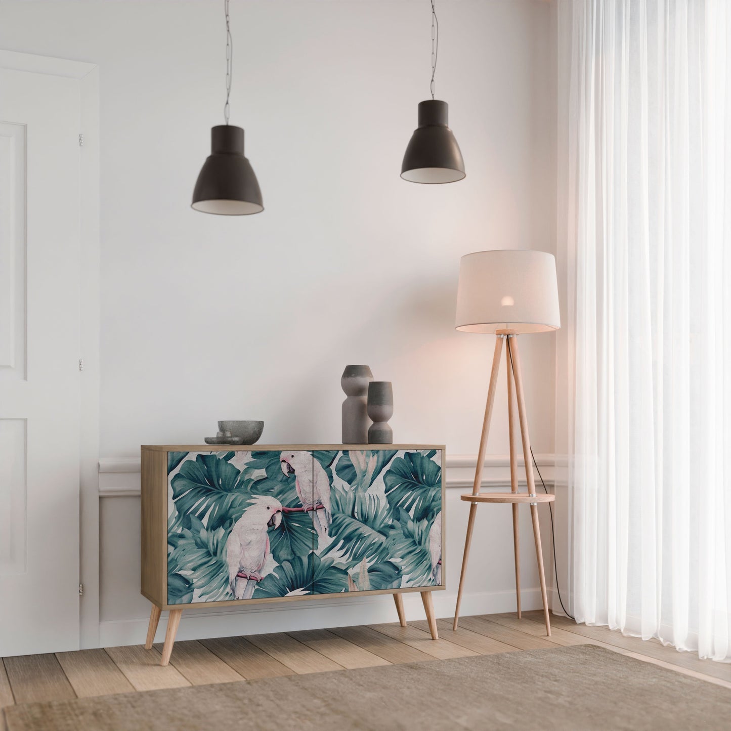 Credenza a 2 ante POPINJAY LOOK in effetto rovere