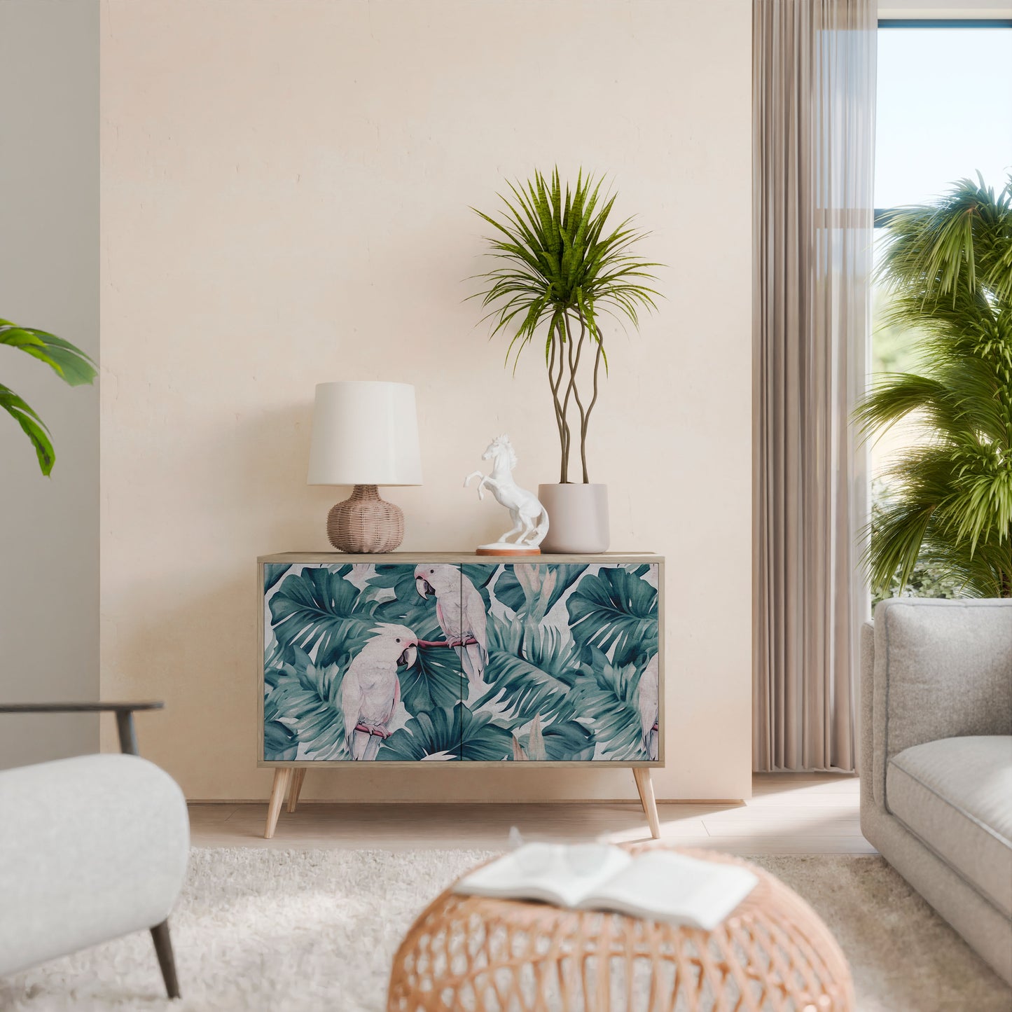 Credenza a 2 ante POPINJAY LOOK in effetto rovere