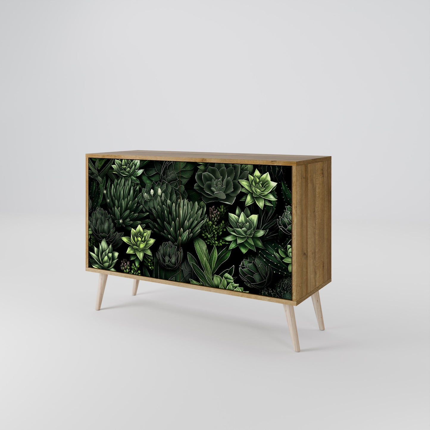 Credenza a 2 ante SUCCULENT JUNGLE in effetto rovere