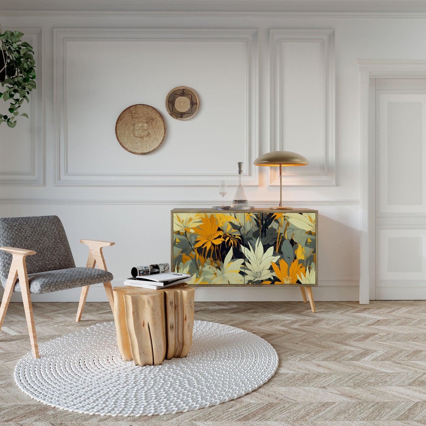 Credenza a 2 ante SUNKISSED LILY in effetto rovere