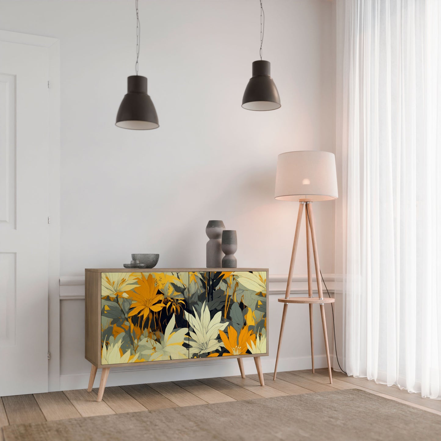 Credenza a 2 ante SUNKISSED LILY in effetto rovere