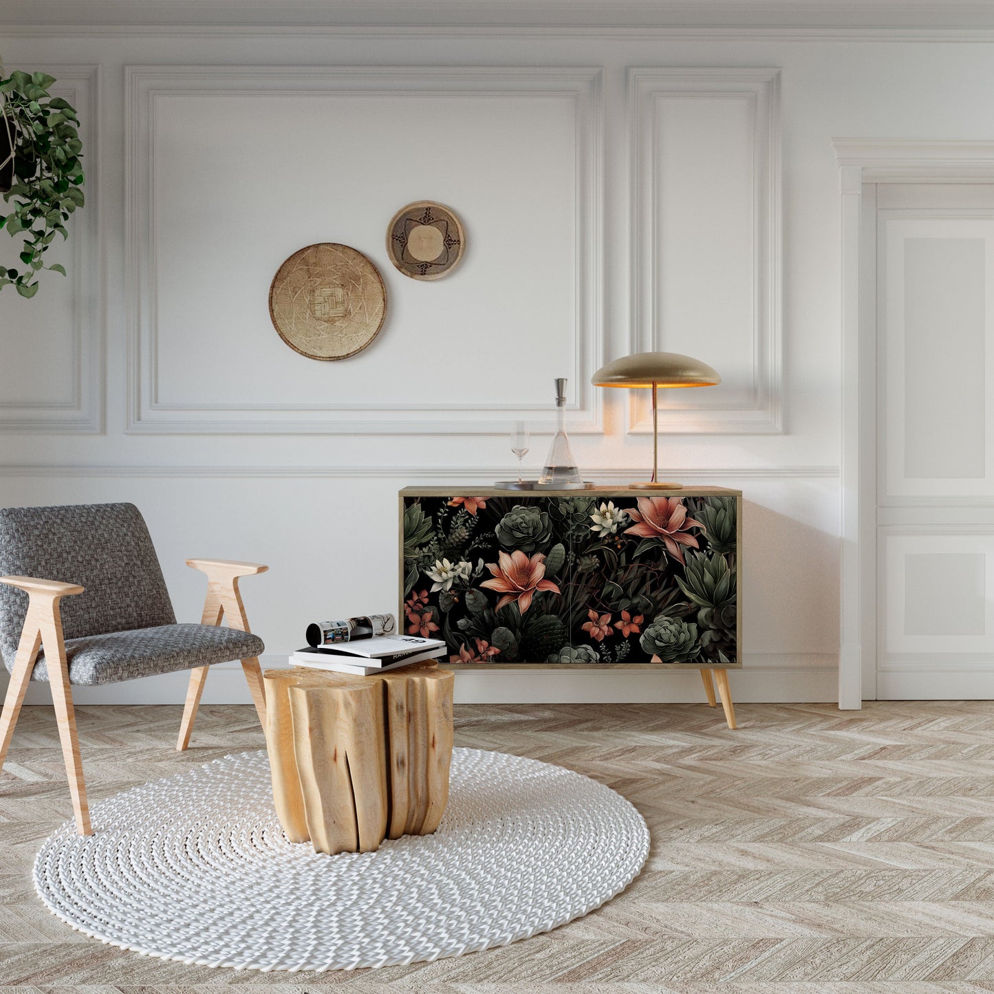 Credenza a 2 ante SECRET VERDURE in effetto rovere