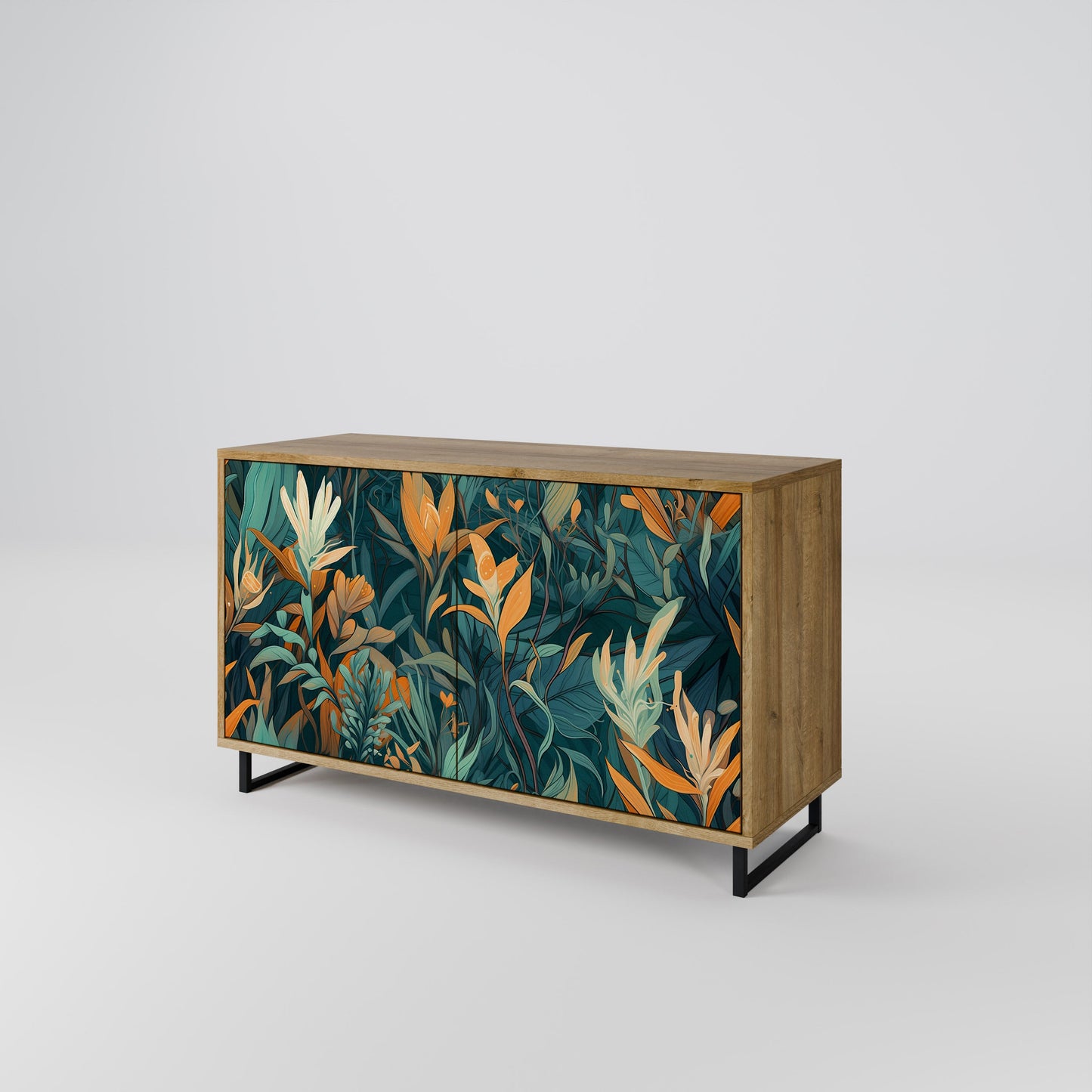 Credenza FLORAL SERENITY a 2 ante in effetto rovere