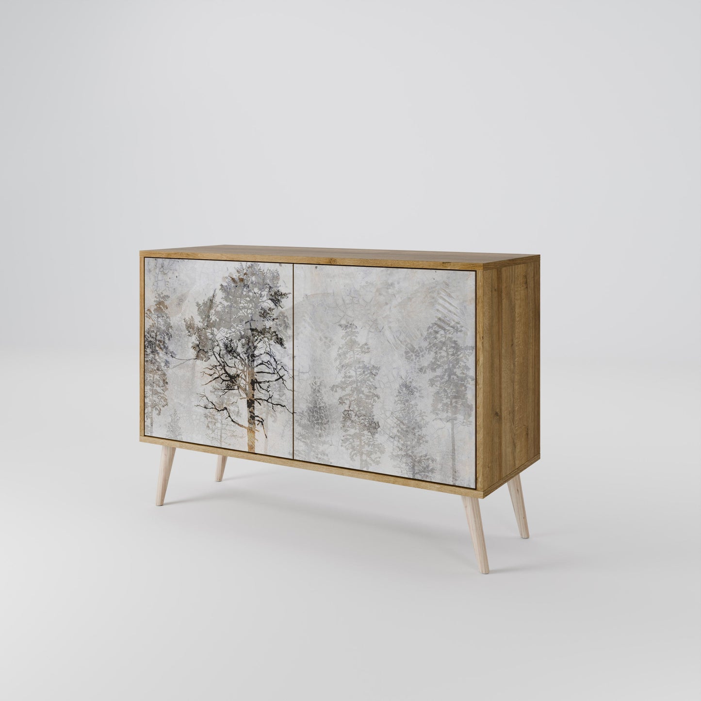 Credenza a 2 ante FADE IN THE TREES in effetto rovere