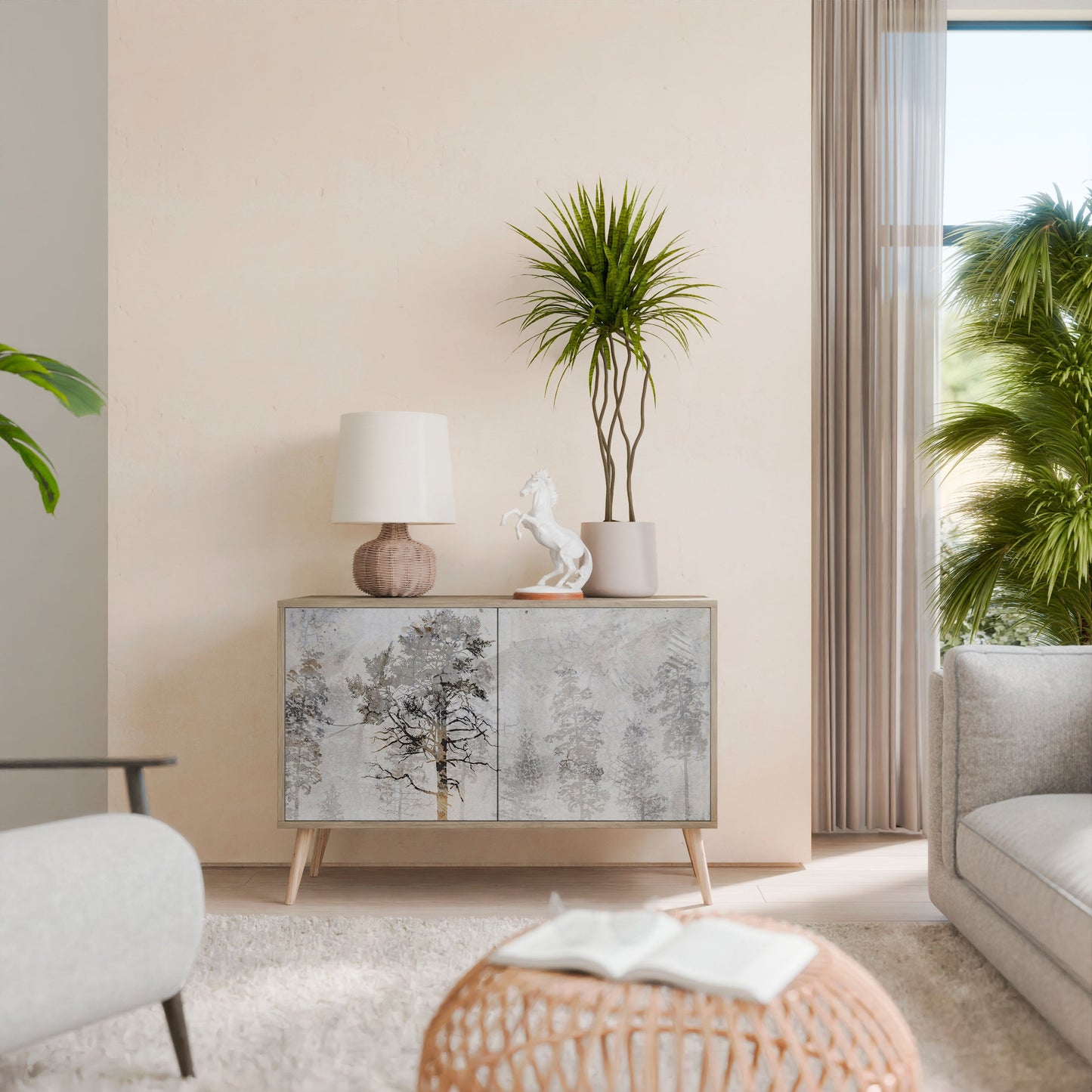 Credenza a 2 ante FADE IN THE TREES in effetto rovere