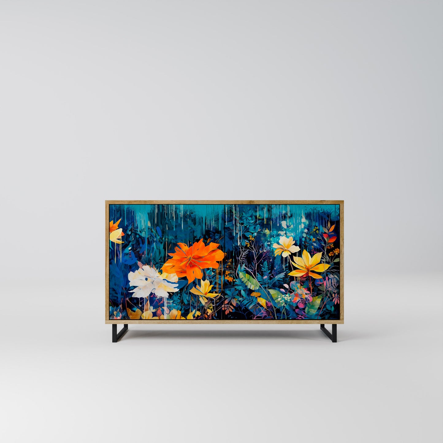 Credenza a 2 ante MIDNIGHT BLOSSOM in effetto rovere