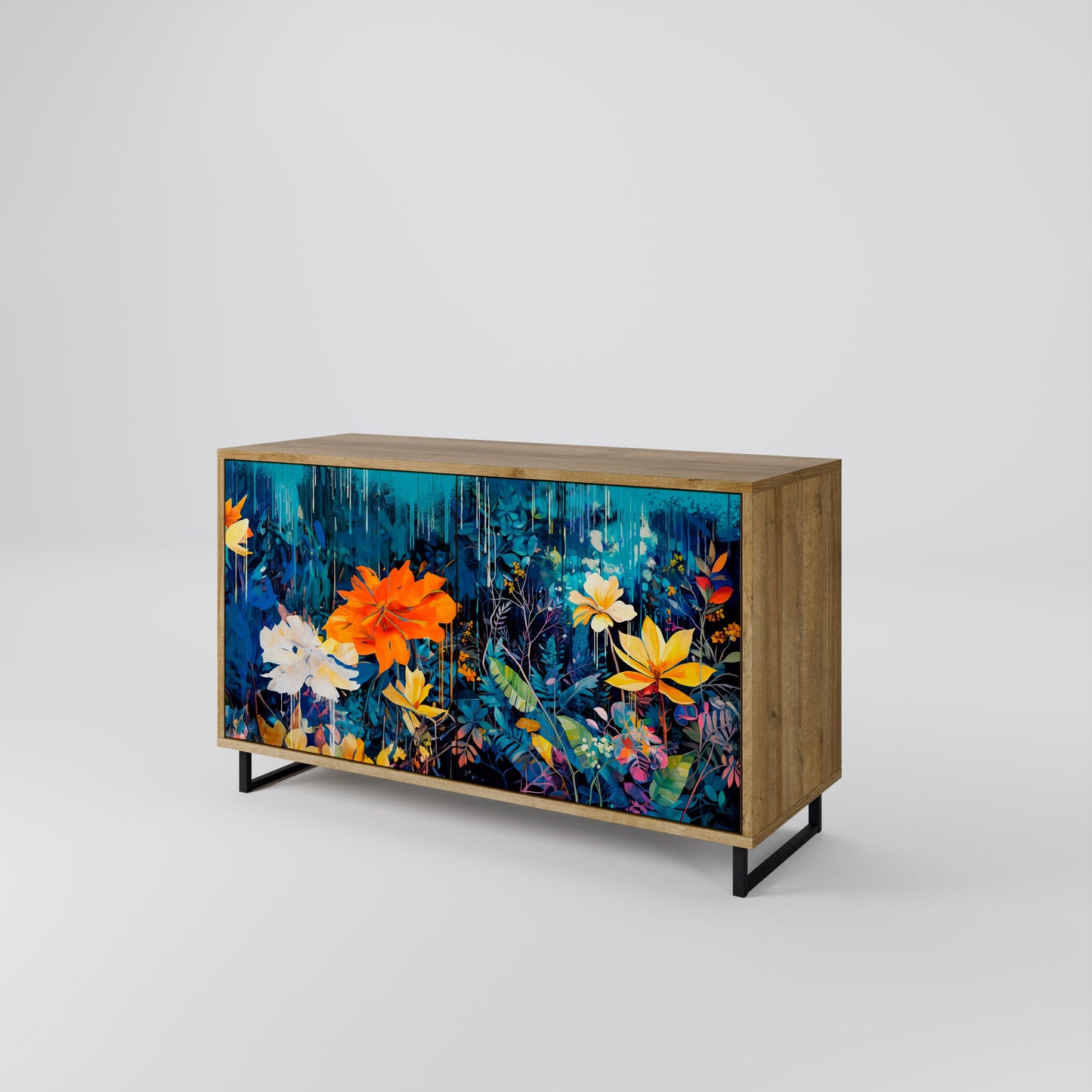 Credenza a 2 ante MIDNIGHT BLOSSOM in effetto rovere