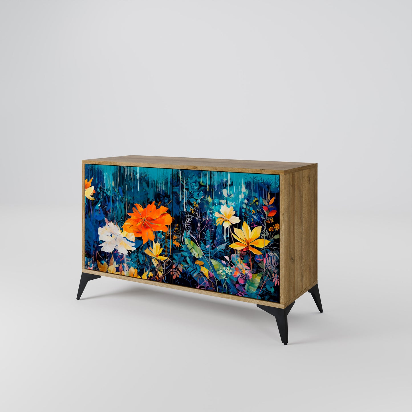 Credenza a 2 ante MIDNIGHT BLOSSOM in effetto rovere