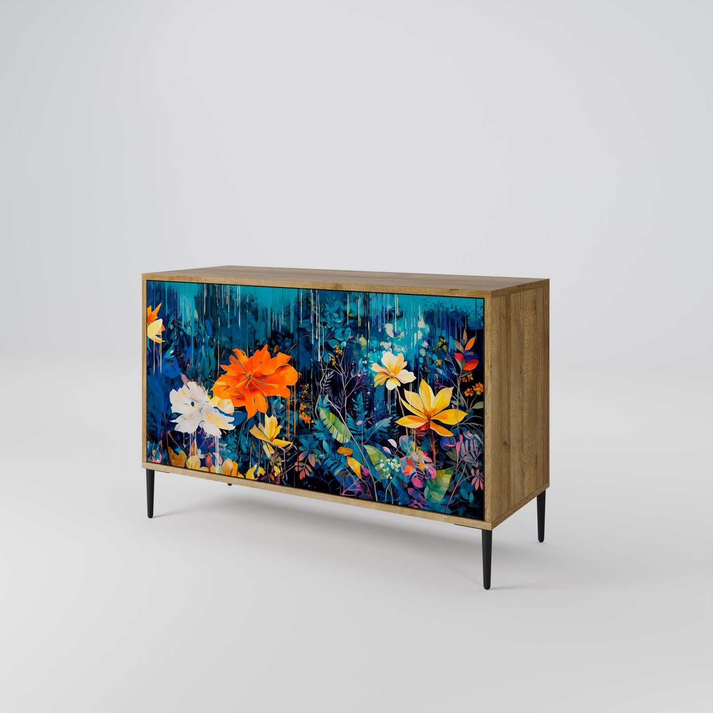 Credenza a 2 ante MIDNIGHT BLOSSOM in effetto rovere