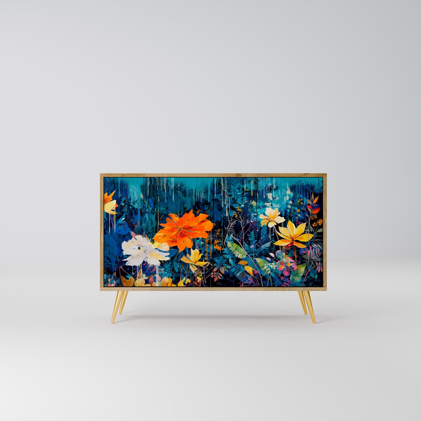 Credenza a 2 ante MIDNIGHT BLOSSOM in effetto rovere
