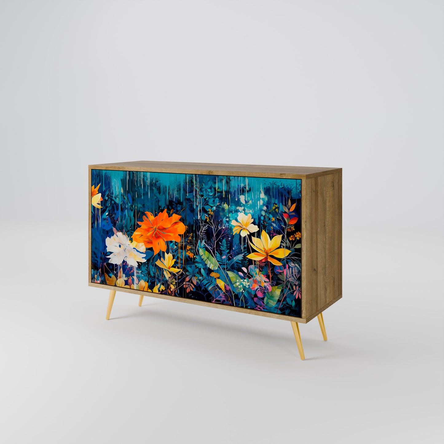 Credenza a 2 ante MIDNIGHT BLOSSOM in effetto rovere
