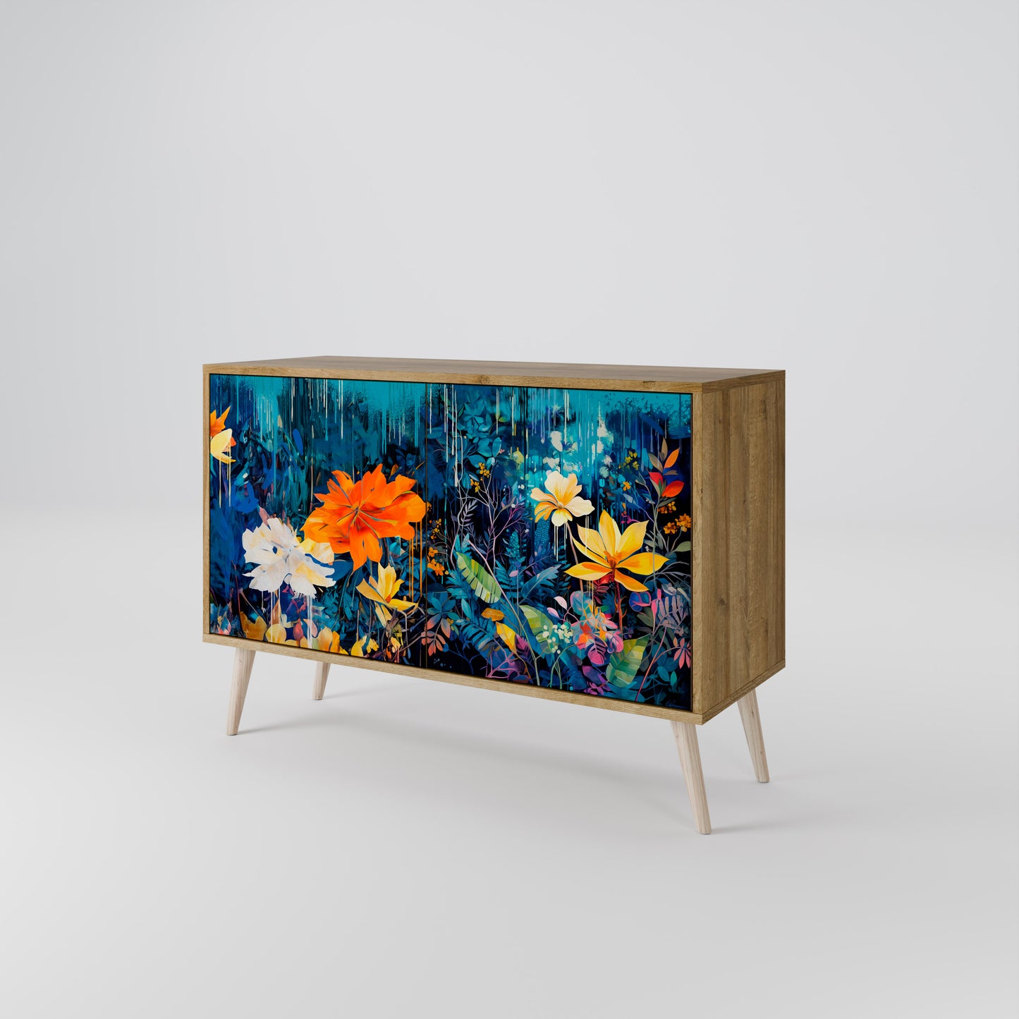Credenza a 2 ante MIDNIGHT BLOSSOM in effetto rovere