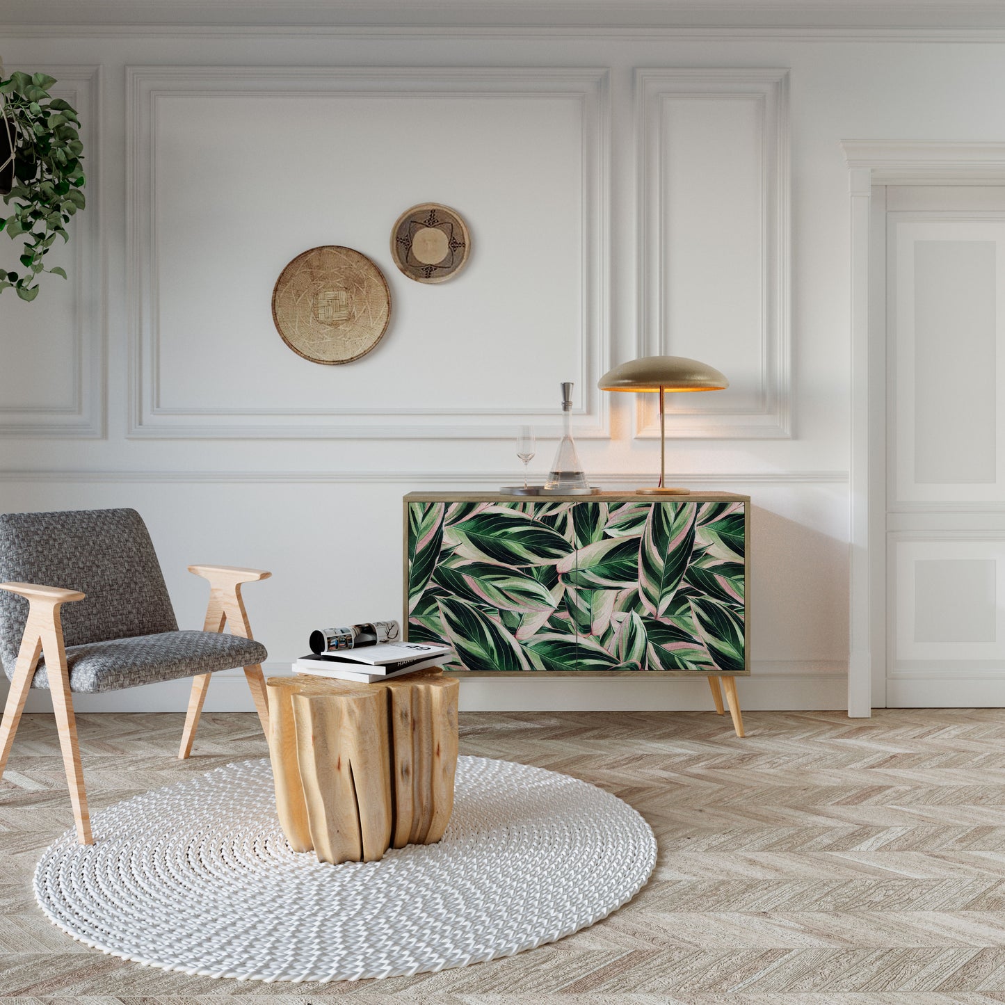 Credenza EERIE STROMANTHE a 2 ante in effetto rovere