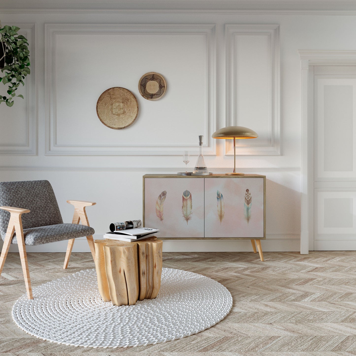 Credenza a 2 ante DELIQUESCE in effetto rovere