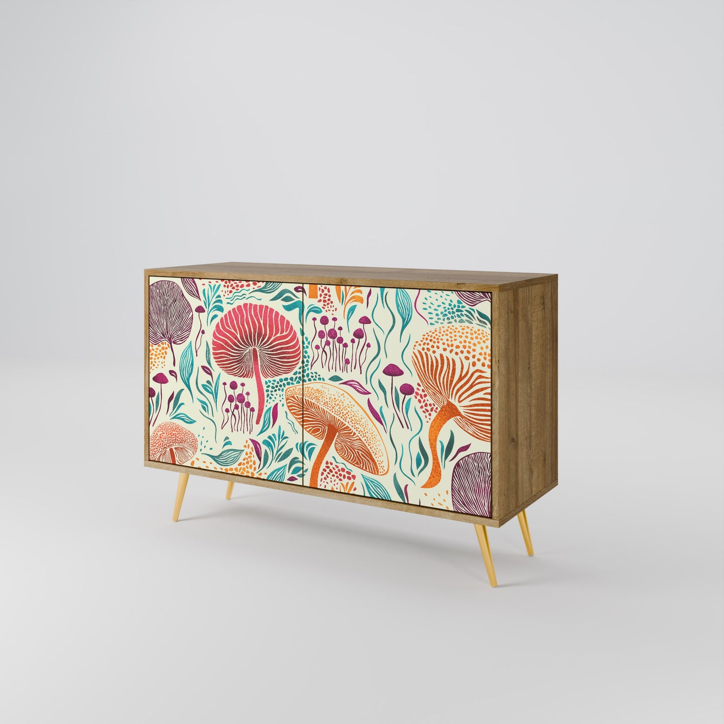 Credenza FUNGUS FANTASY a 2 ante in effetto rovere