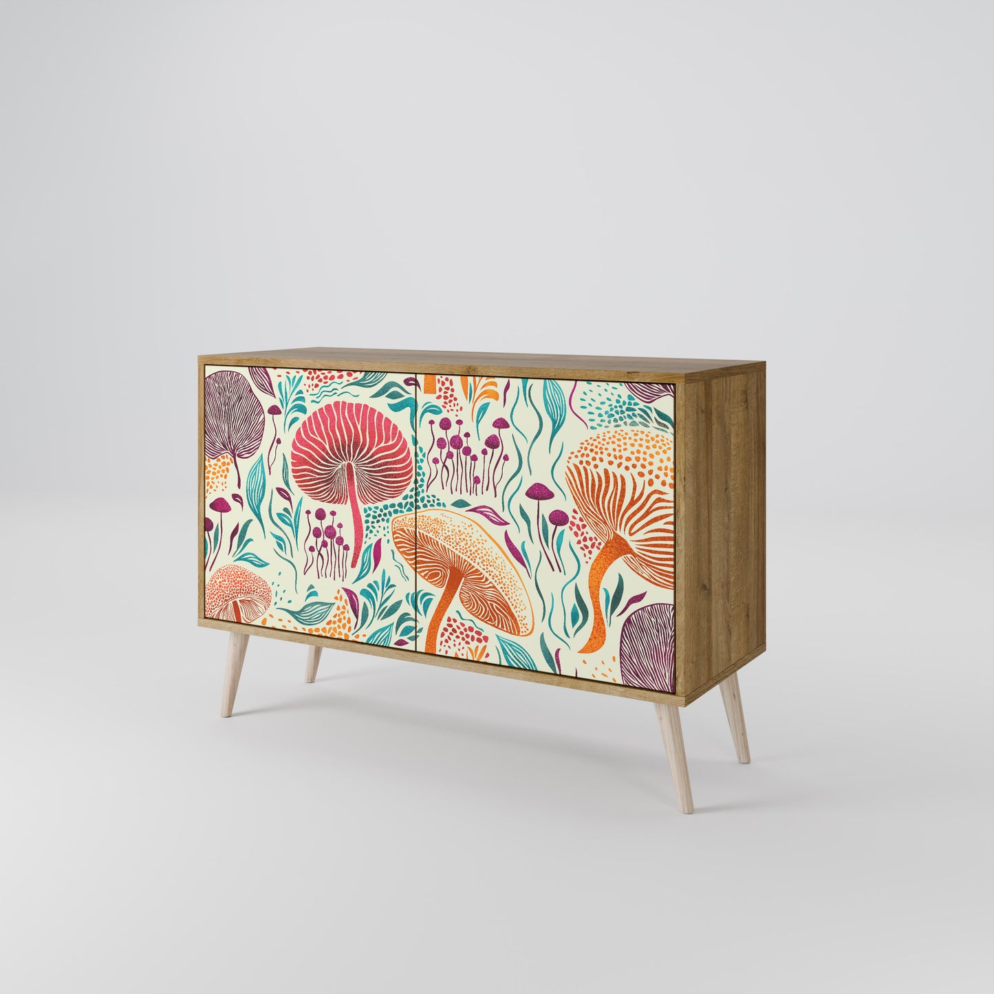 Credenza FUNGUS FANTASY a 2 ante in effetto rovere