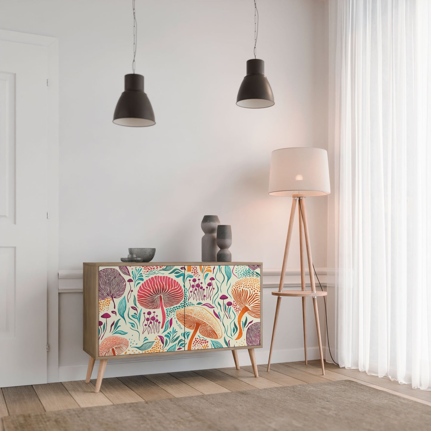Credenza FUNGUS FANTASY a 2 ante in effetto rovere