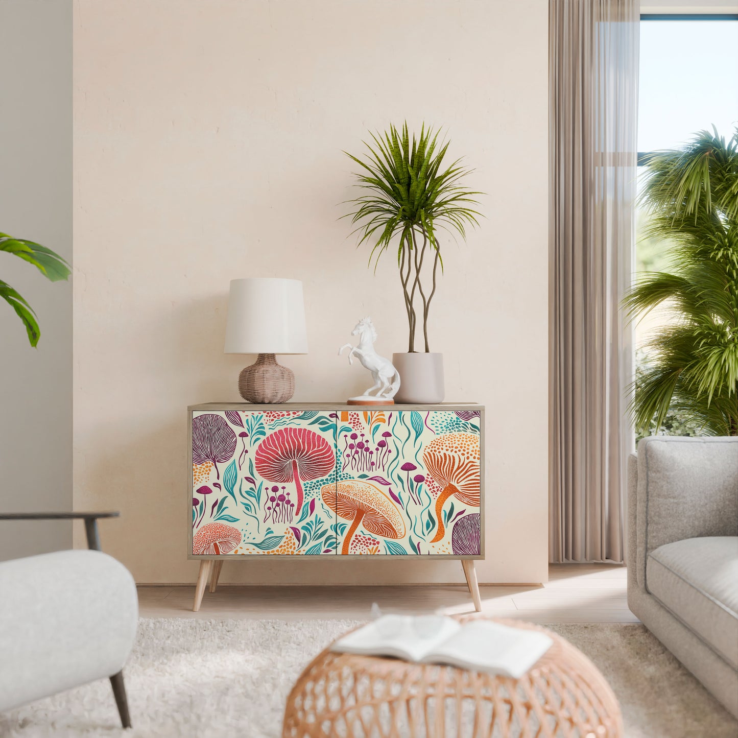 Credenza FUNGUS FANTASY a 2 ante in effetto rovere