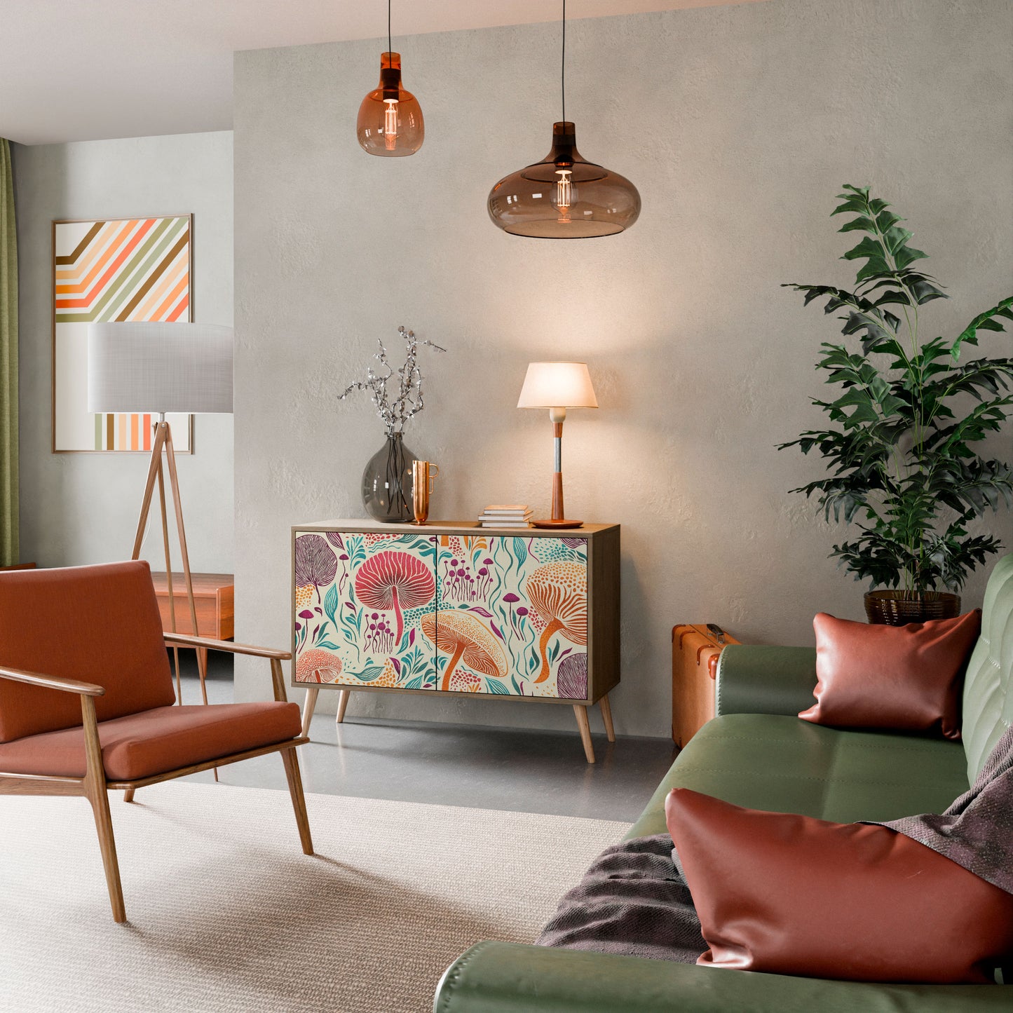Credenza FUNGUS FANTASY a 2 ante in effetto rovere