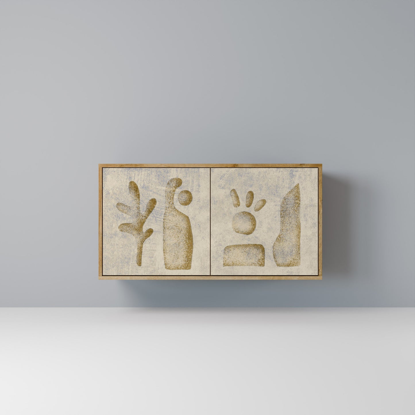 Credenza a 2 ante SAND SCULPTURES in effetto rovere