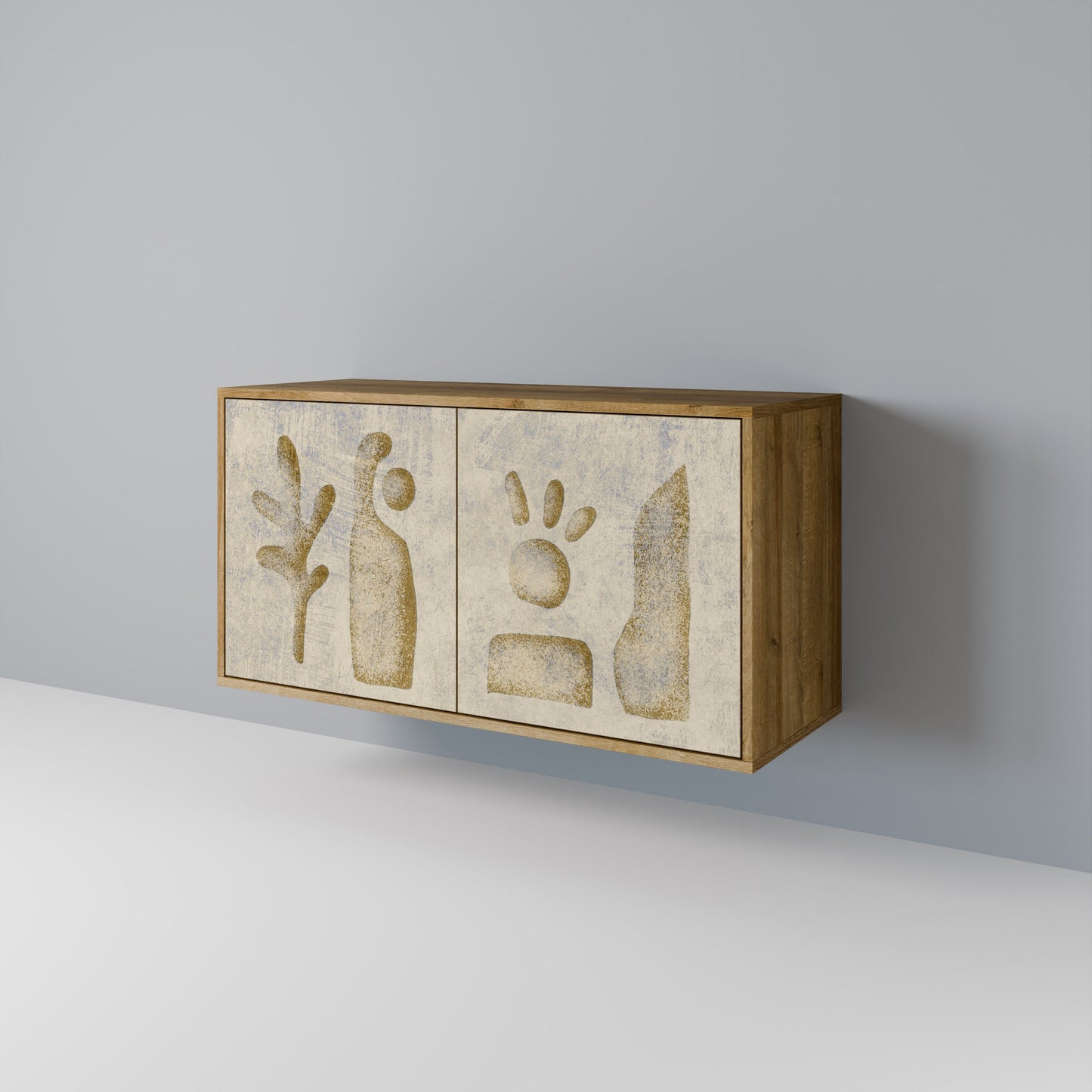 Credenza a 2 ante SAND SCULPTURES in effetto rovere