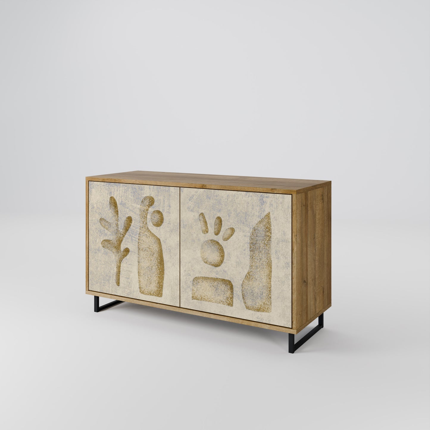 Credenza a 2 ante SAND SCULPTURES in effetto rovere