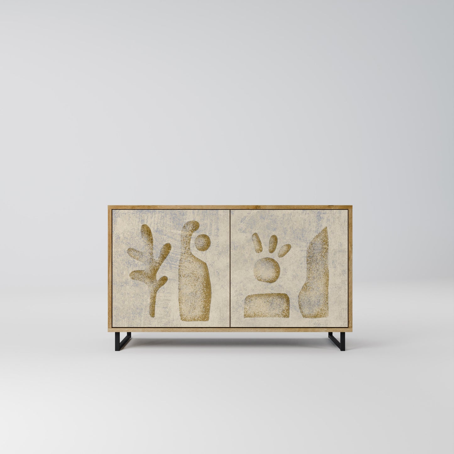 Credenza a 2 ante SAND SCULPTURES in effetto rovere