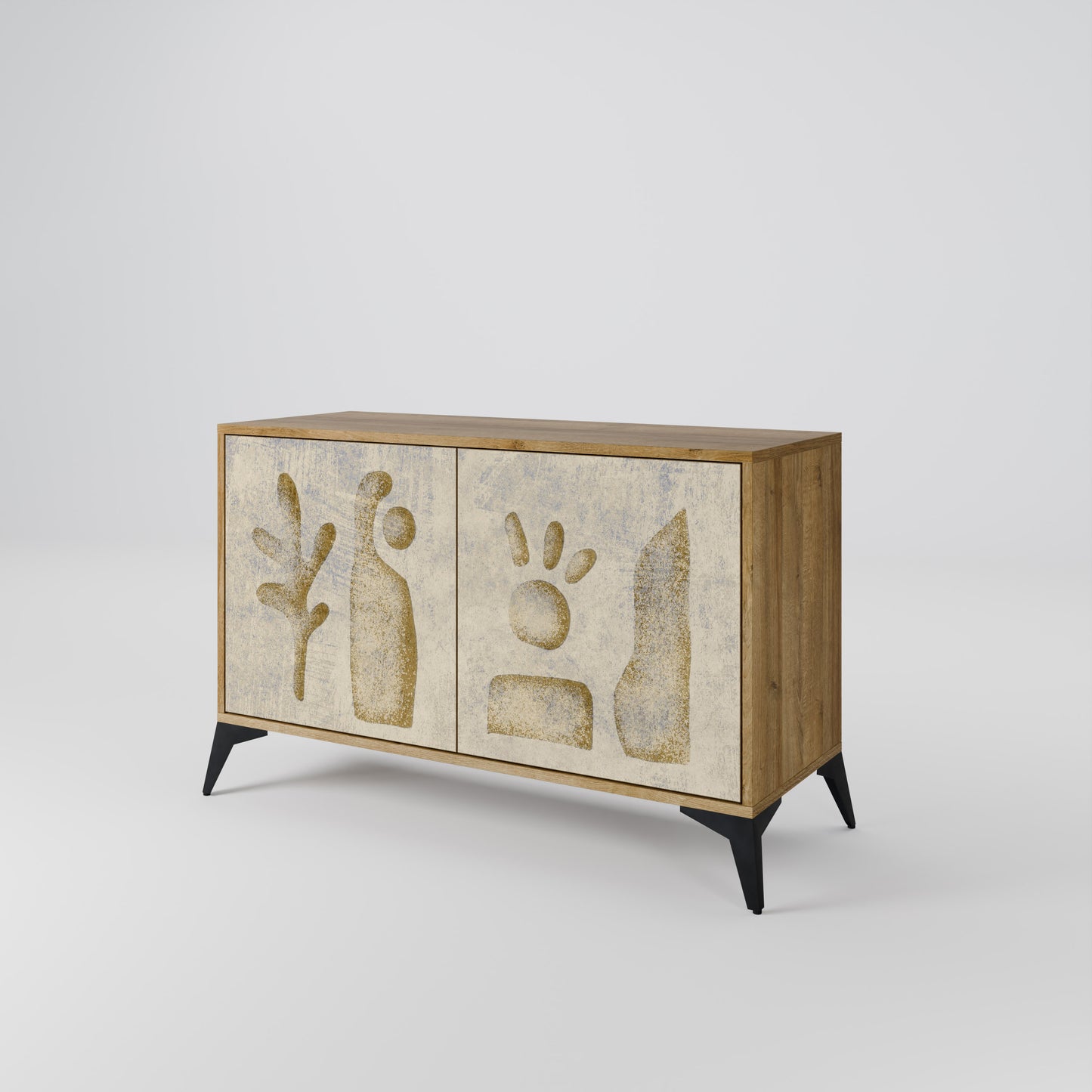 Credenza a 2 ante SAND SCULPTURES in effetto rovere