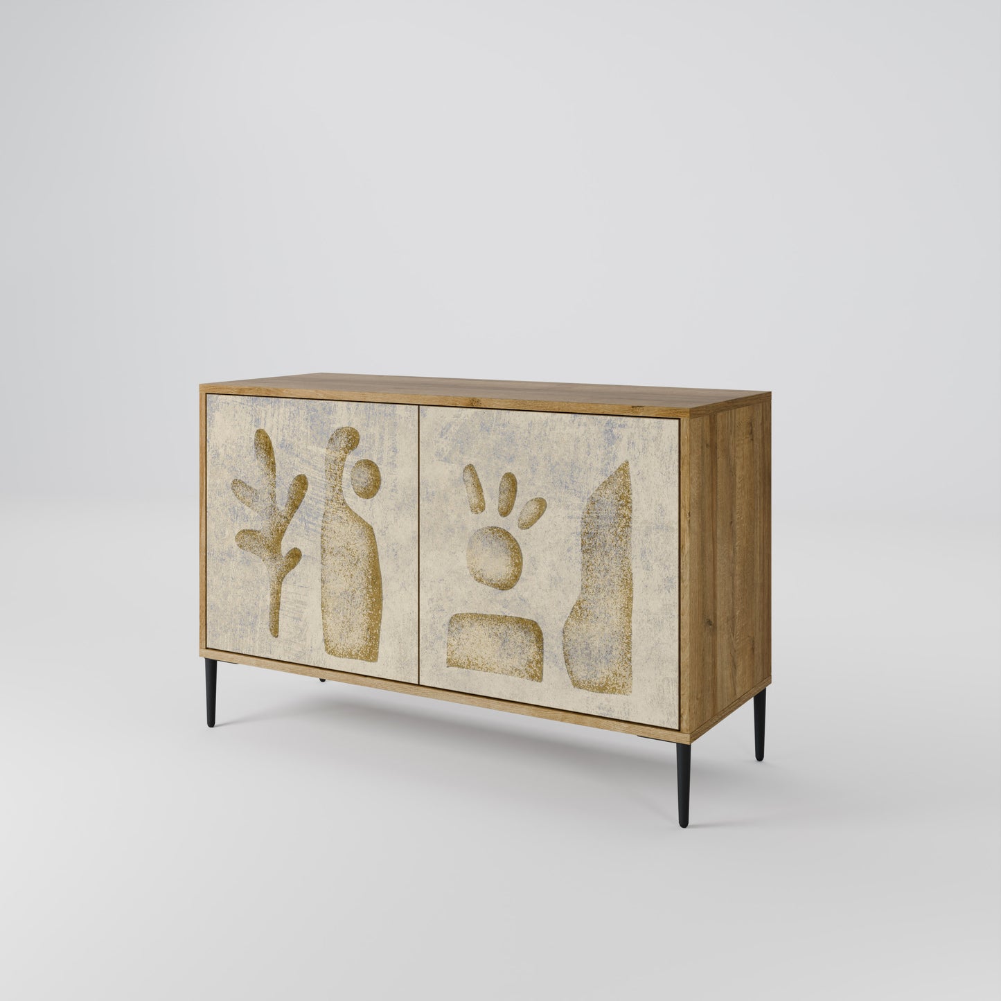 Credenza a 2 ante SAND SCULPTURES in effetto rovere