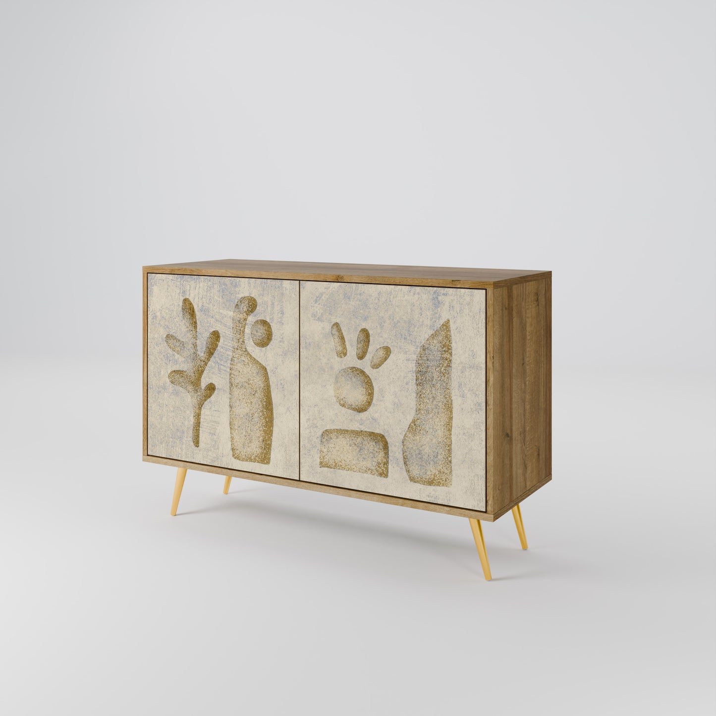 Credenza a 2 ante SAND SCULPTURES in effetto rovere