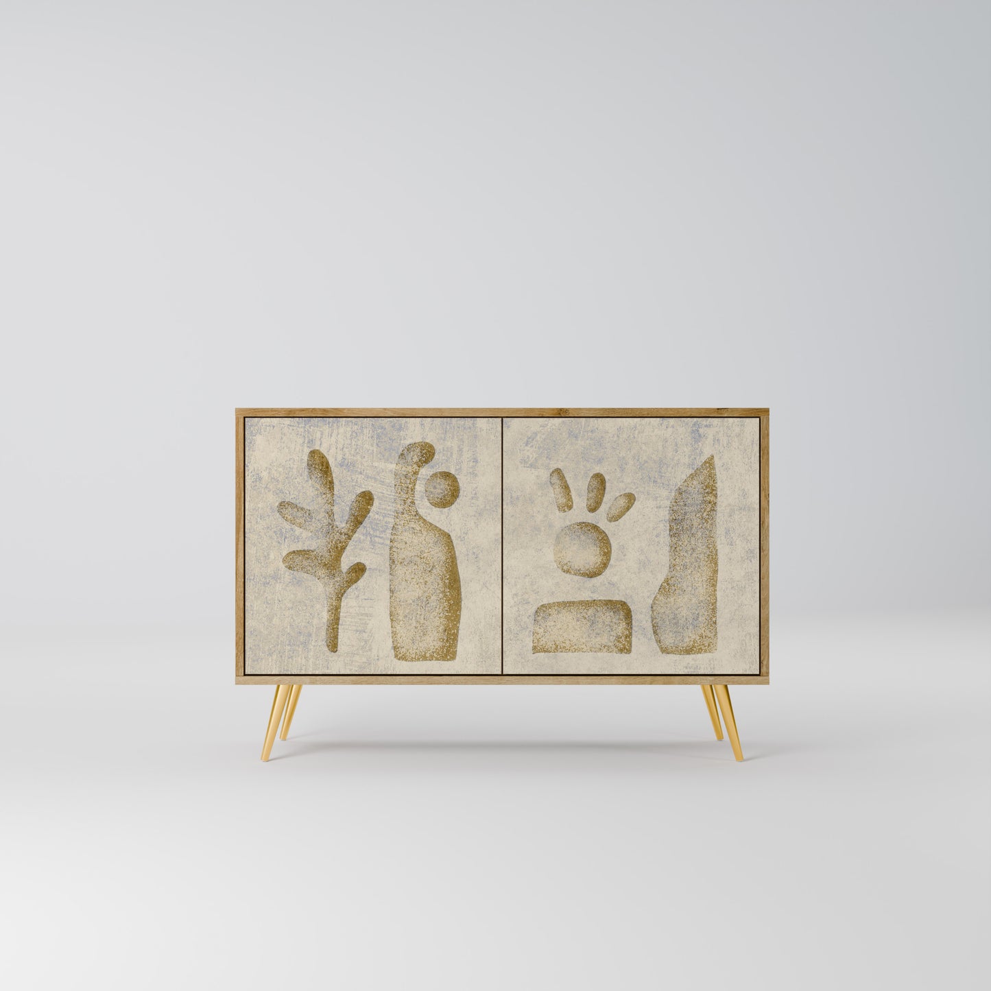 Credenza a 2 ante SAND SCULPTURES in effetto rovere