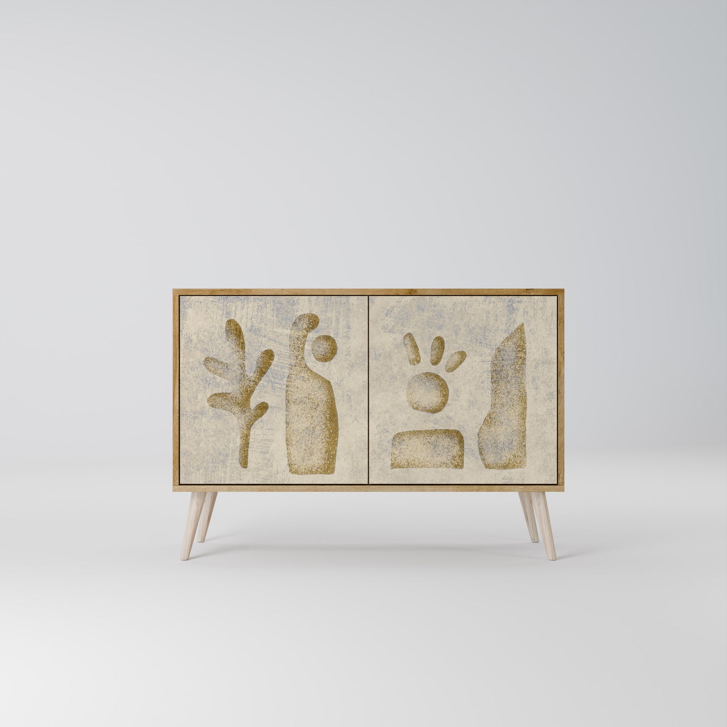 Credenza a 2 ante SAND SCULPTURES in effetto rovere