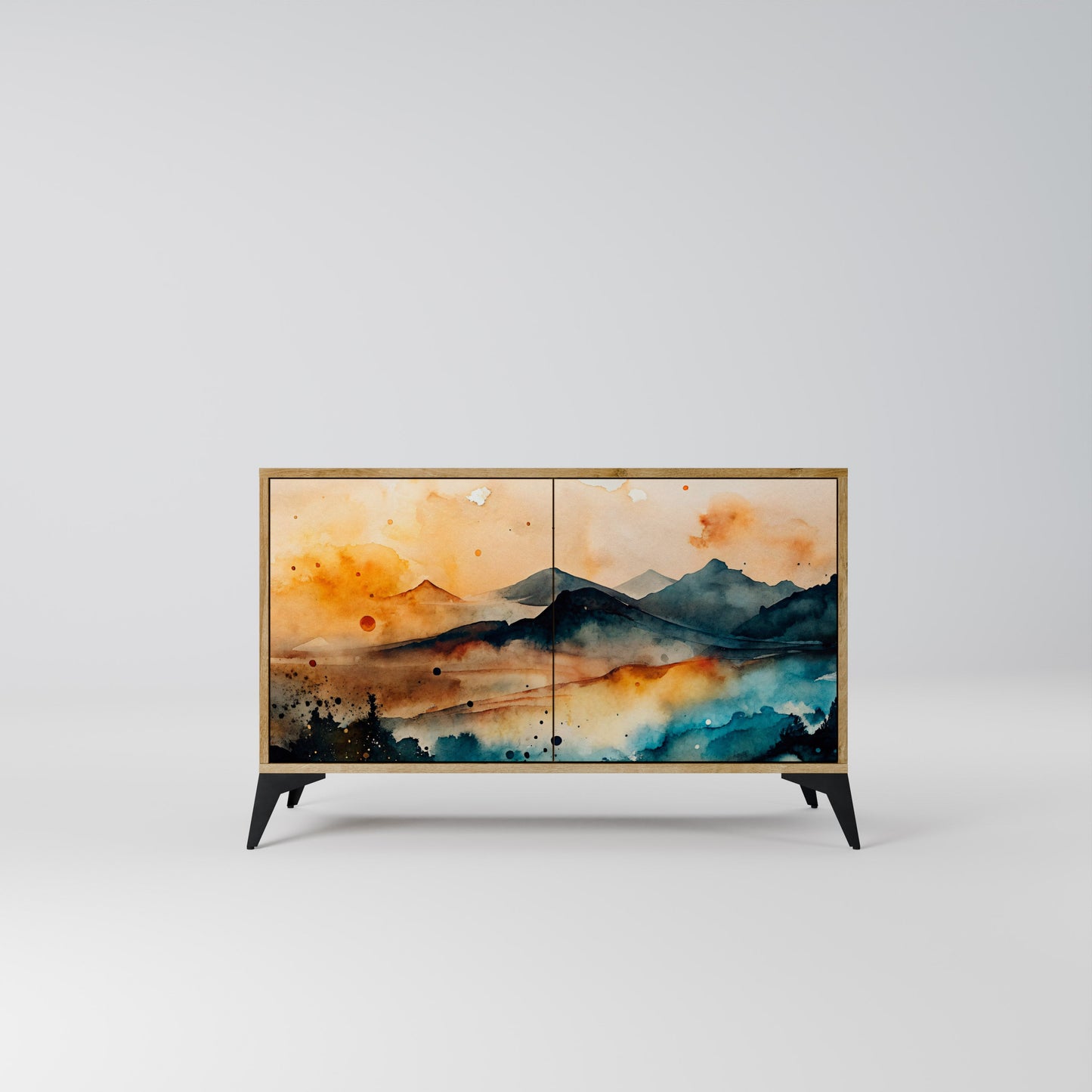 Credenza a 2 ante OMINOUS MOUNTAINS in effetto rovere