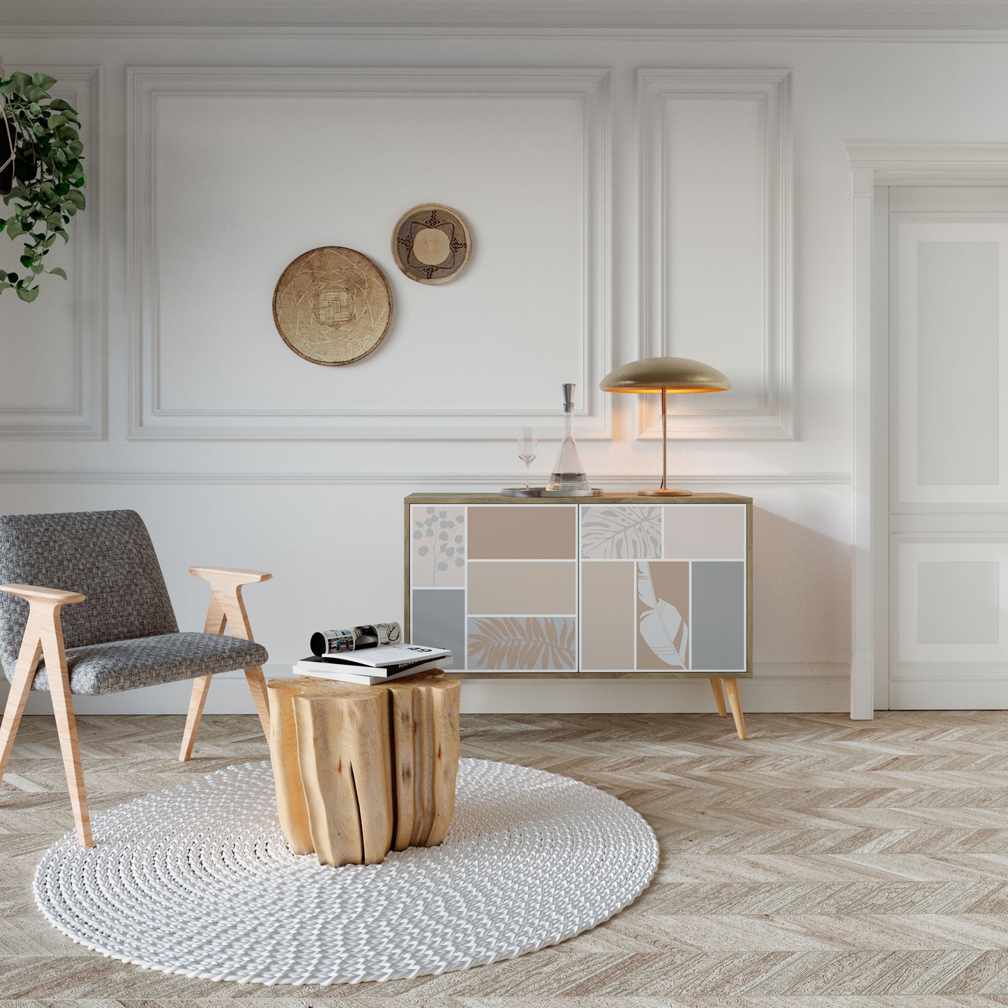 Credenza TROPICAL SHAPES a 2 ante effetto rovere