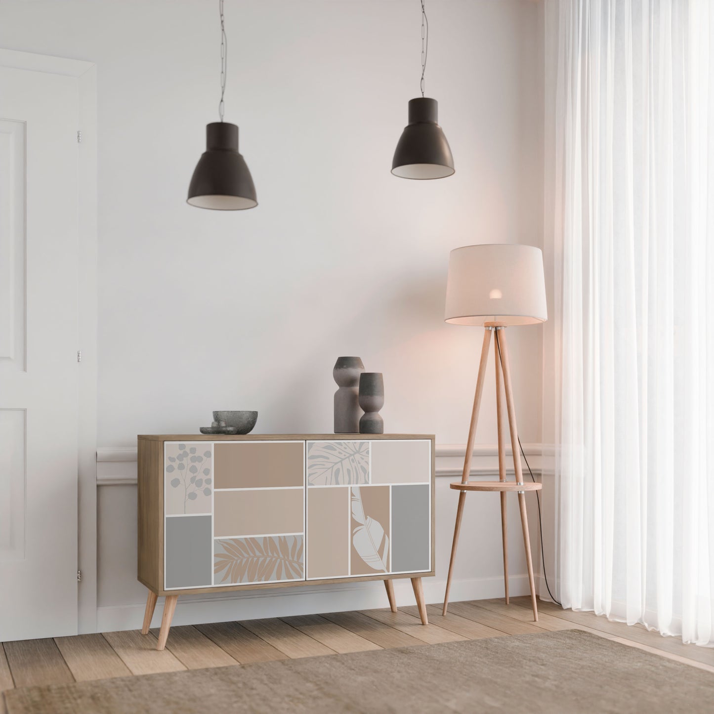 Credenza TROPICAL SHAPES a 2 ante effetto rovere