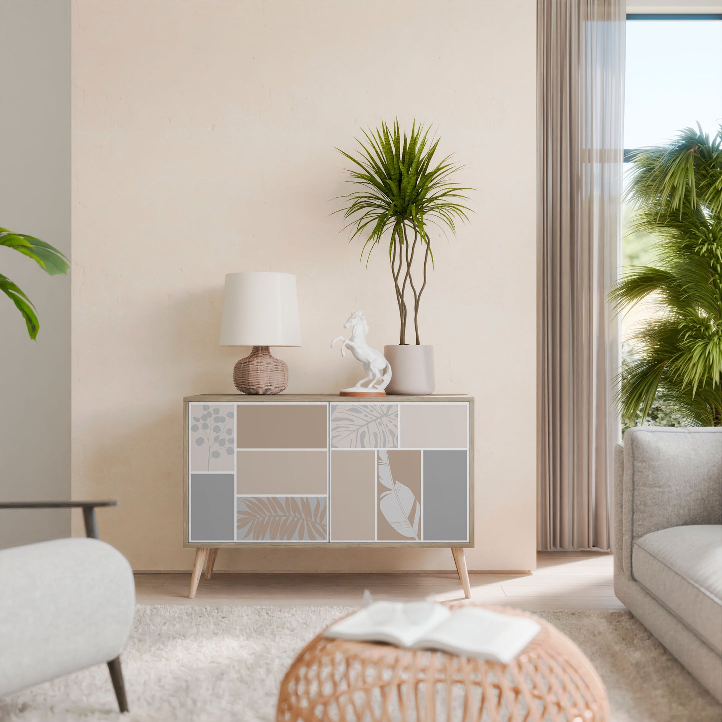 Credenza TROPICAL SHAPES a 2 ante effetto rovere