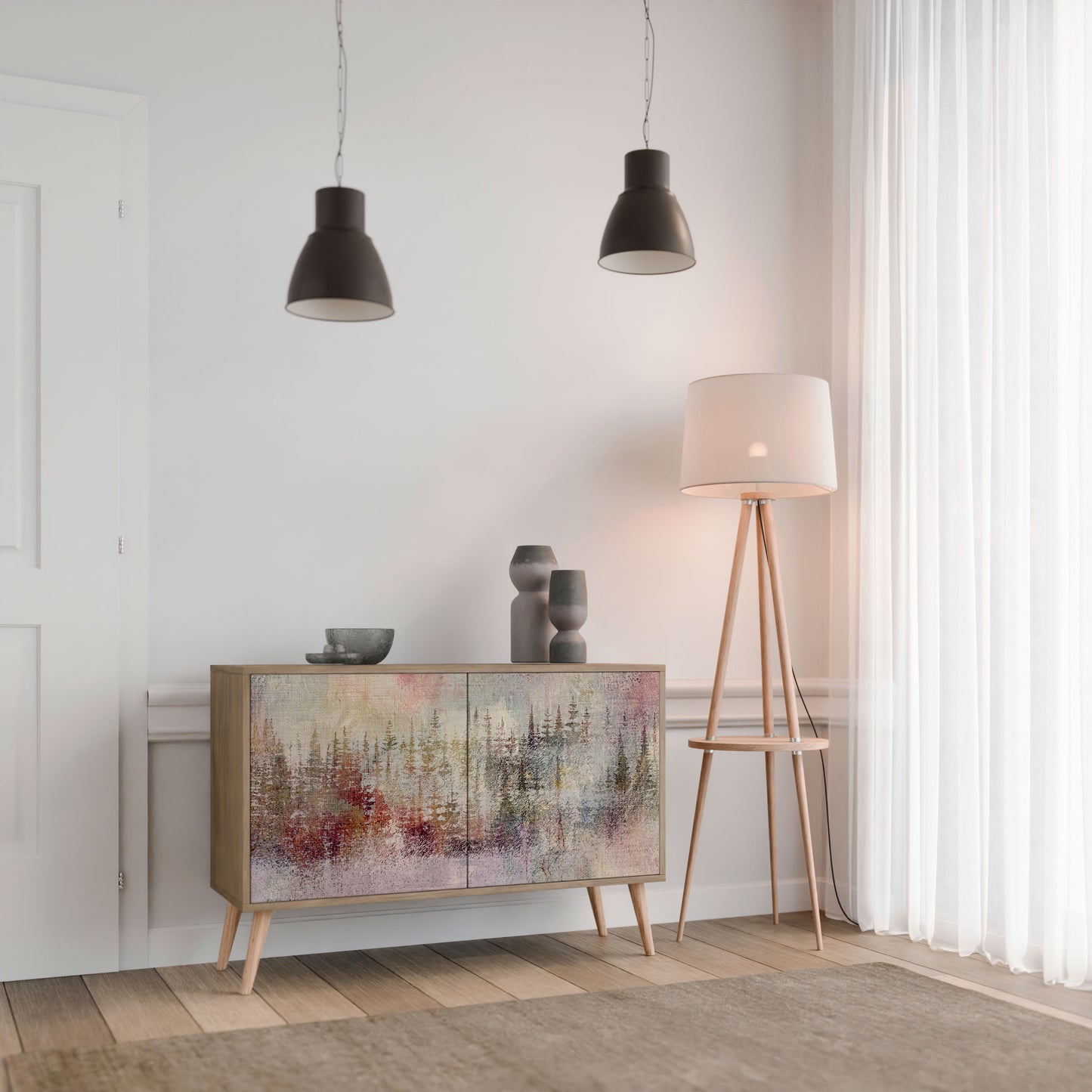 VEILED SUMMIT 2-Door Sideboard in Oak Effect