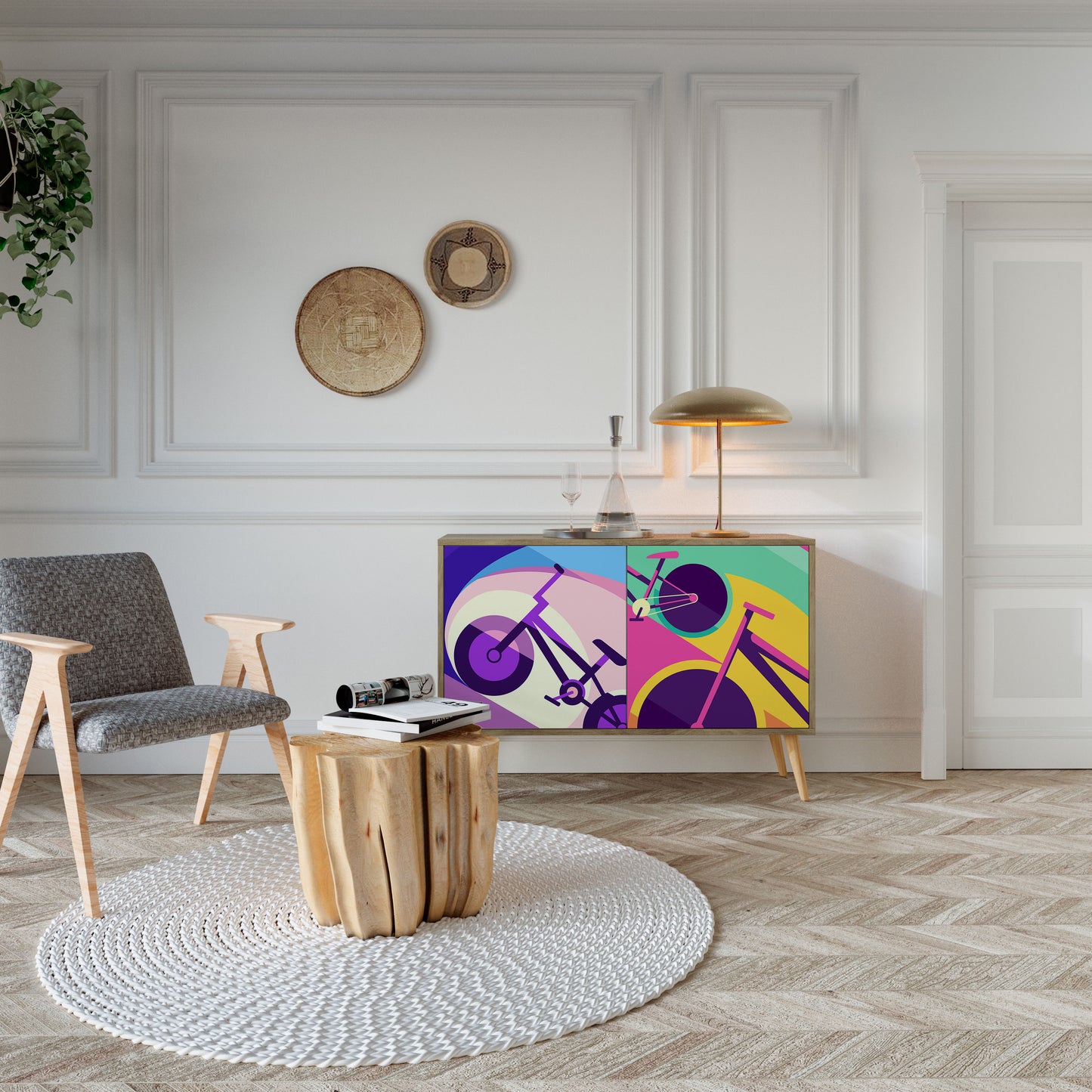 Credenza a 2 ante BIKE DREAMS in effetto rovere