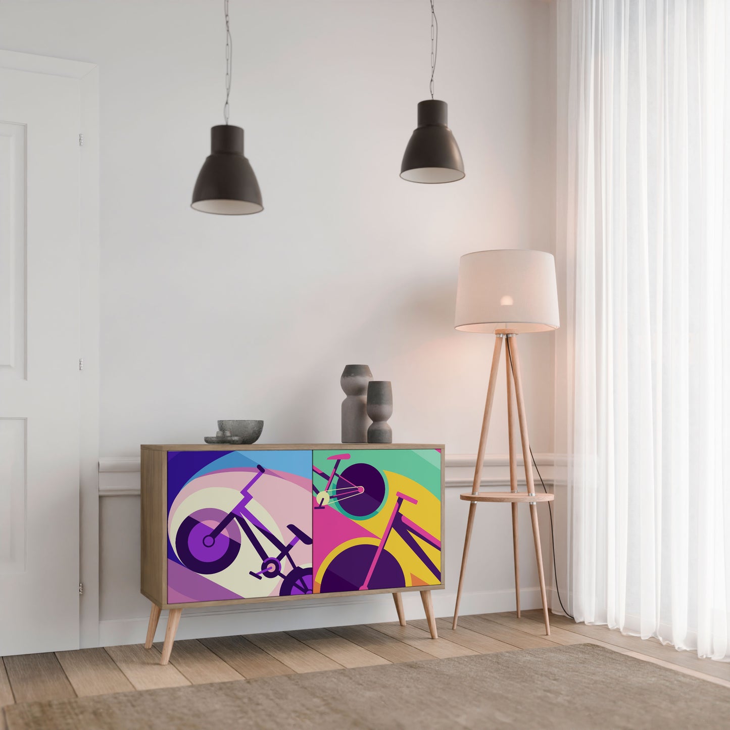Credenza a 2 ante BIKE DREAMS in effetto rovere